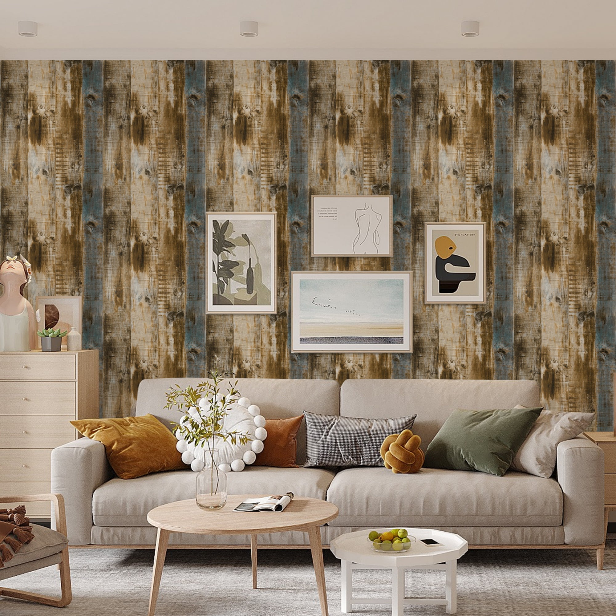 Abyssaly Wood Grain Peel and Stick Wallpaper, Waterproof Self-Adhesive Decorative Contact Paper for Home Decor (Brown, 17.7 in x 118 in) wmhb9