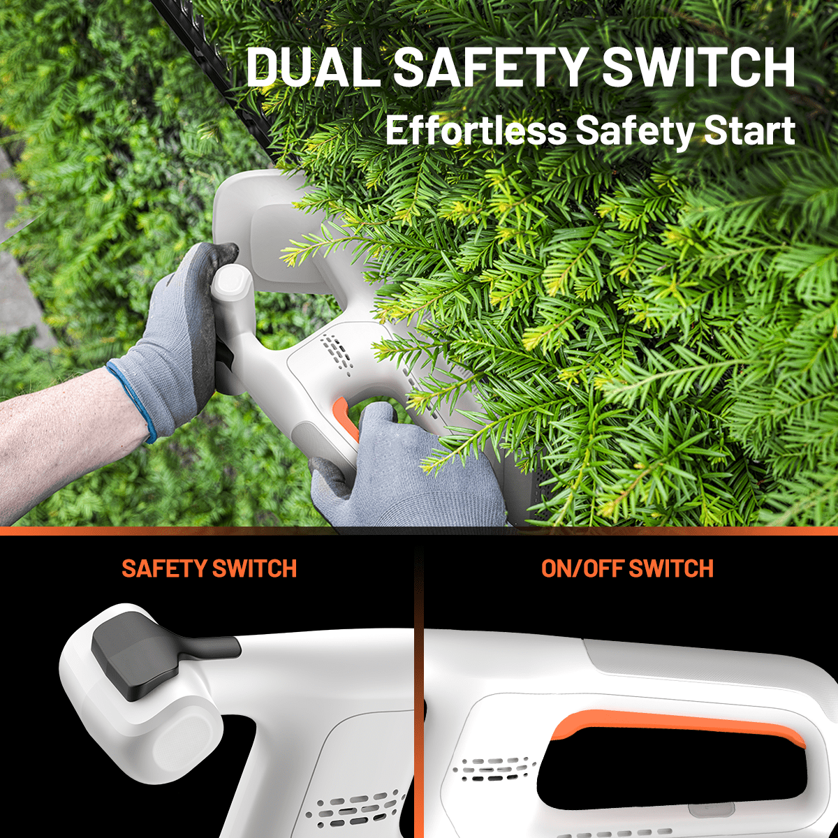 Litheli 20V Cordless Hedge Trimmer, Lightweight Electric Shrub Pruner with 2.5Ah Battery (16 in) ixsjr