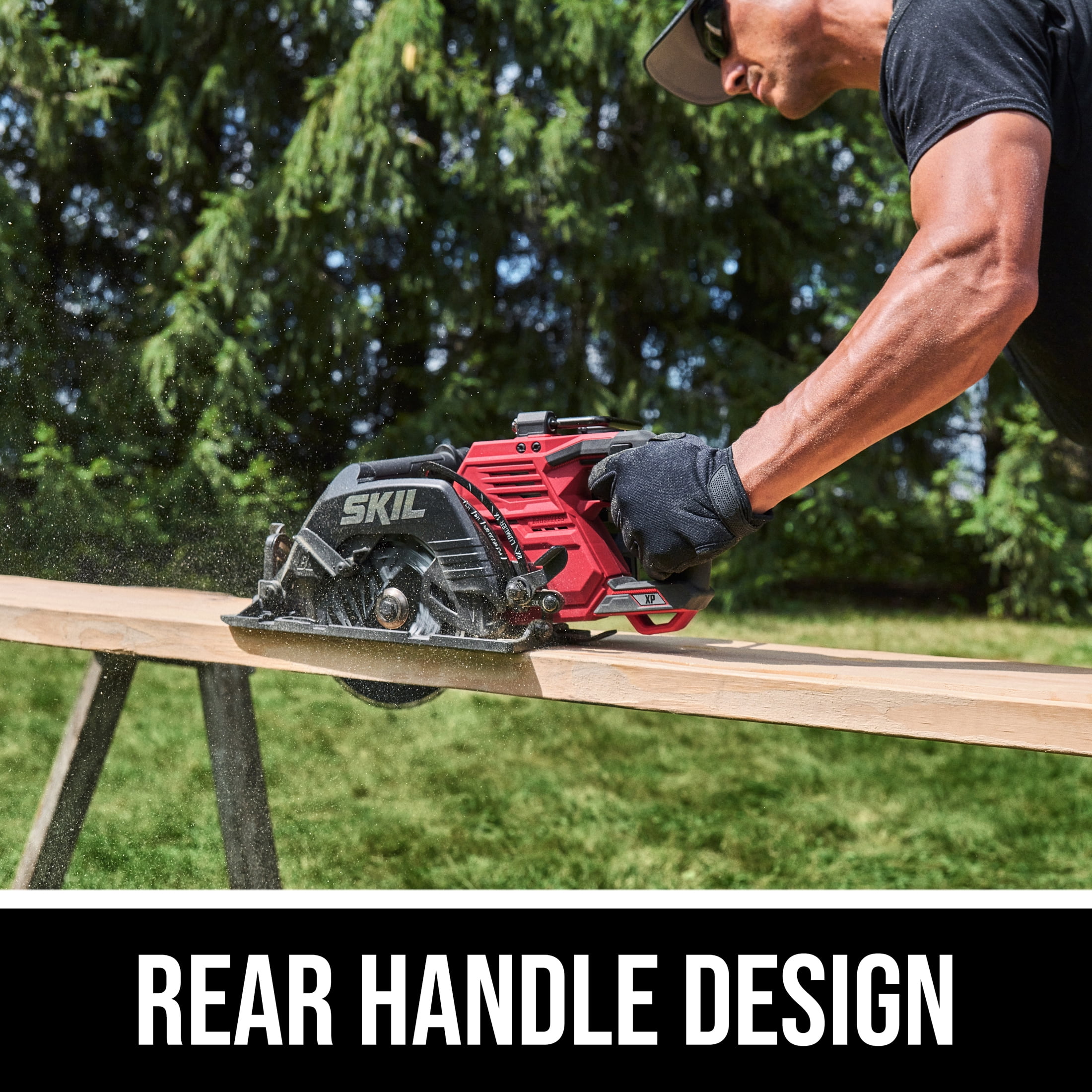SKIL PWR CORE 40V Cordless Rear Handle Circular Saw with 7-1/4 in Blade, Dual Batteries and Charger (Red) 2ou03