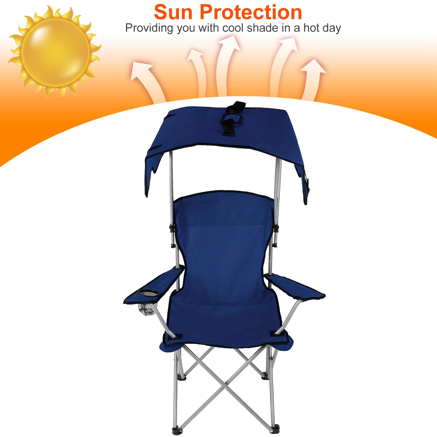 iMountek Folding Beach Chair with Canopy Shade (Navy Blue, 330 lb Capacity) tvr5u