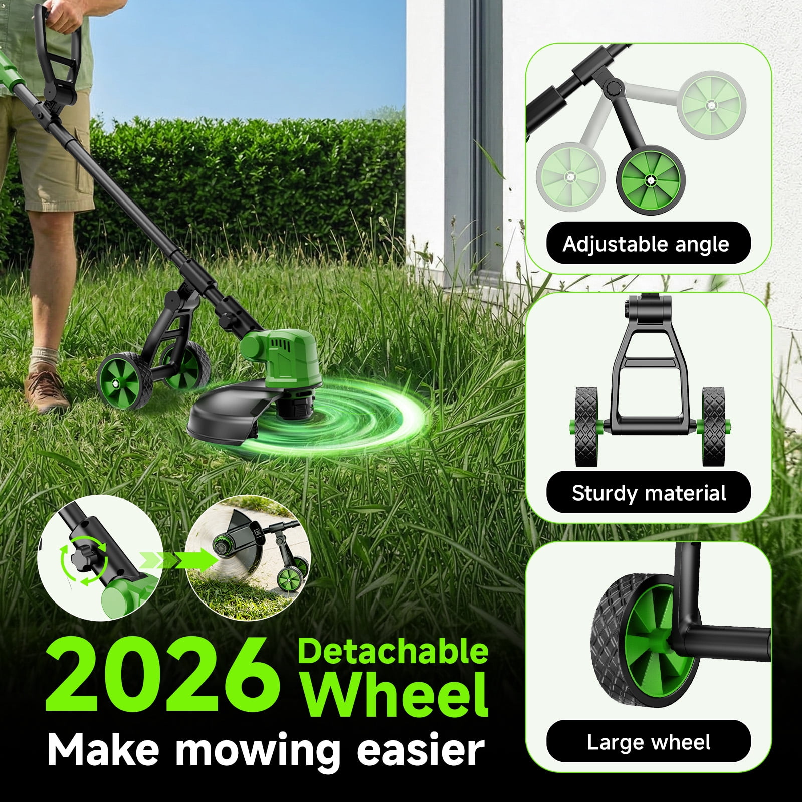 Fovendi 12-inch Cordless String Trimmer and Edger with 8 Replacement Spools (Green, 4.0 lb) 1r6ch
