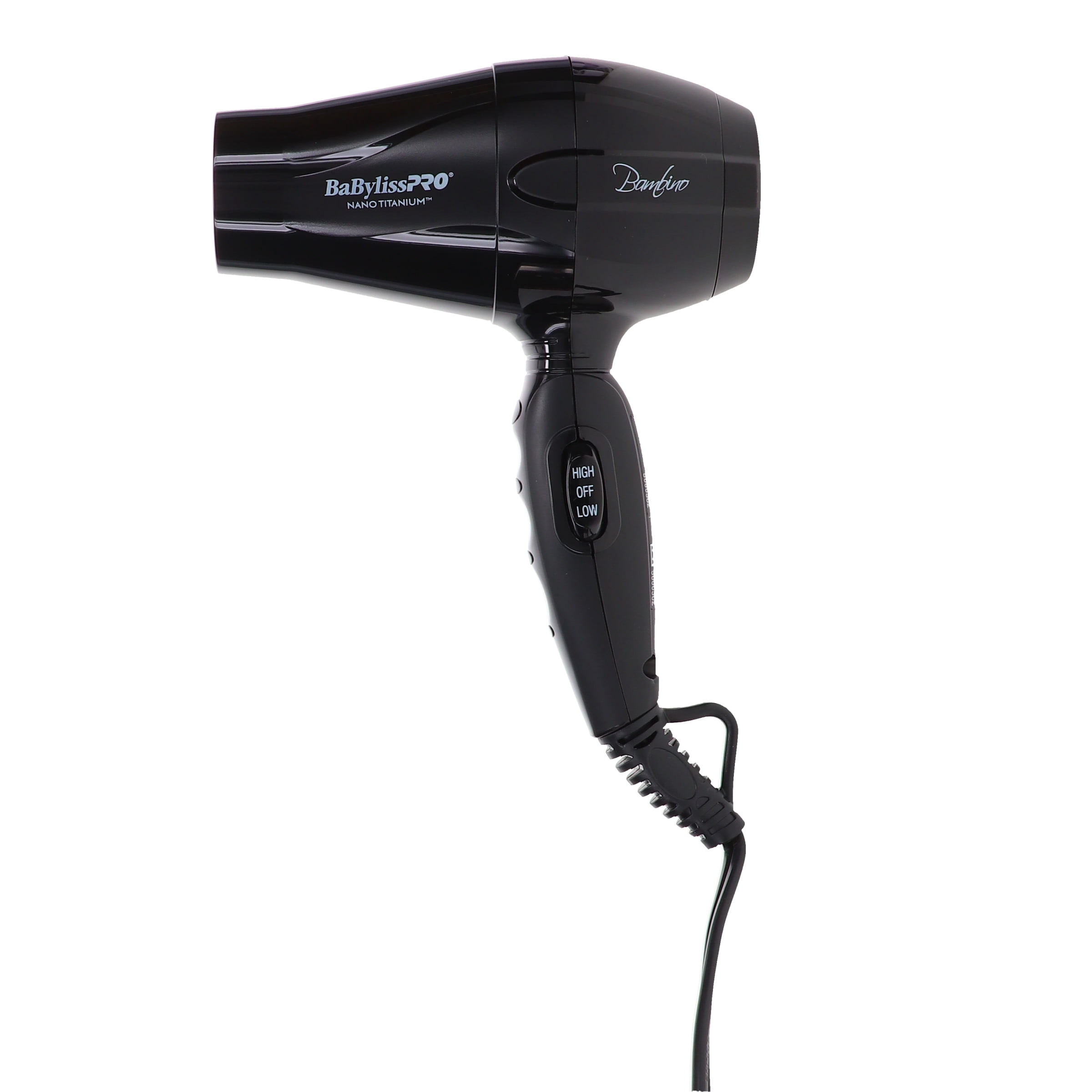 BaBylissPRO Nano Titanium Bambino Compact Dryer Professional Hair Styling Tool (Black, 1000 Watts) hwq41