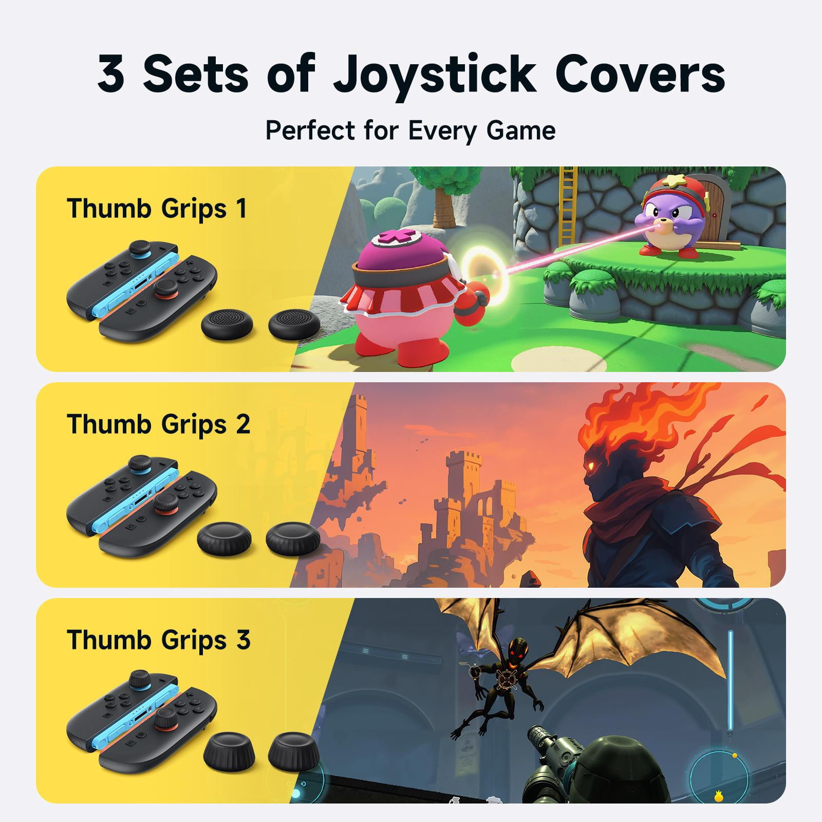JSAUX Thumb Grips for Nintendo Switch 2 Joy-Con Ergonomic Joystick Caps (Blue/Orange, 3 Pairs) 9n7od