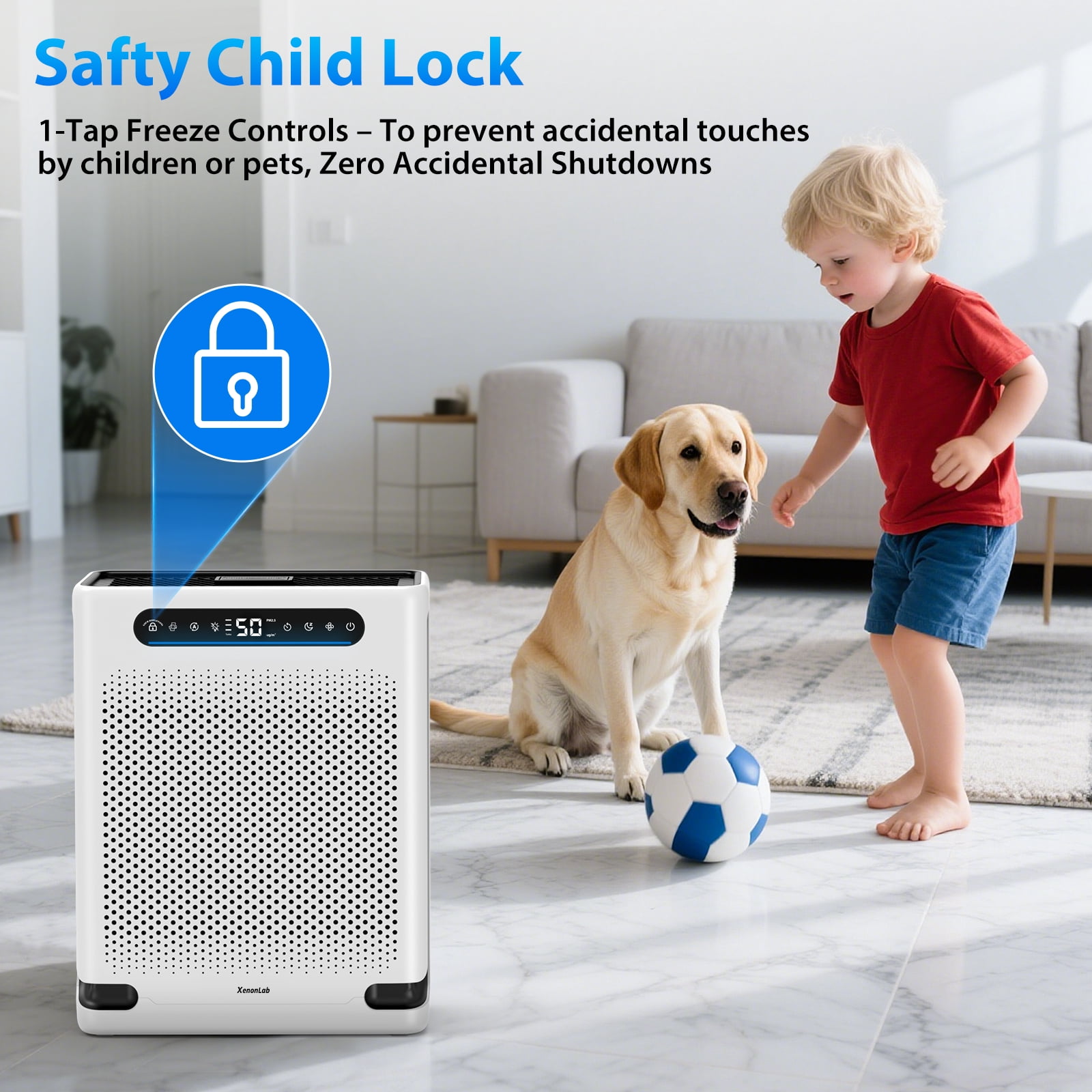 Aeitto HEPA Air Purifier for Large Rooms, Smart Air Cleaner with PM2.5 Sensor and Sleep Mode (White, 2600 sq ft) kav5a