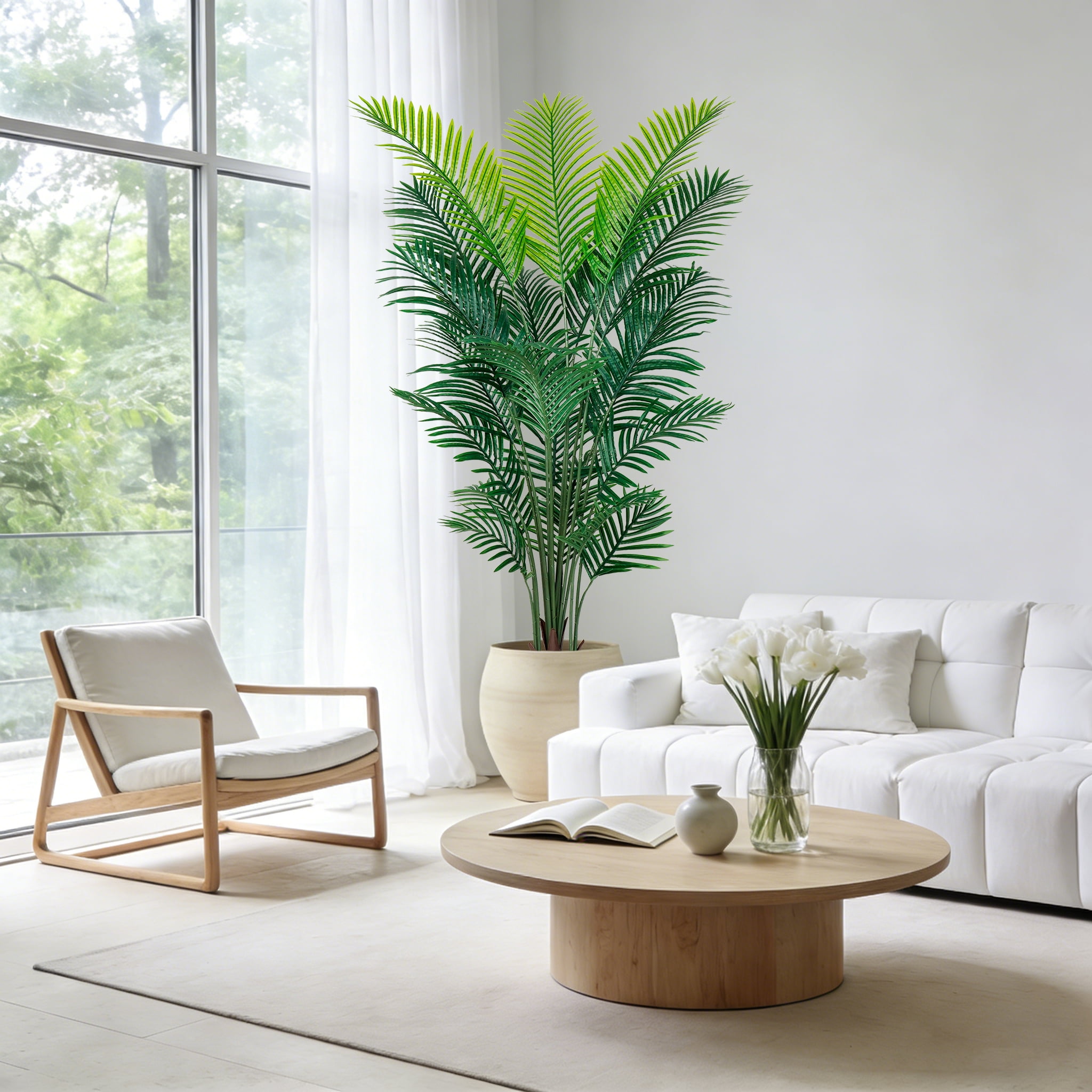 Olivivi Artificial Palm Tree 6ft Tall Faux Silk Plant for Home and Office Decor (Green, 6 ft) 5fr0e
