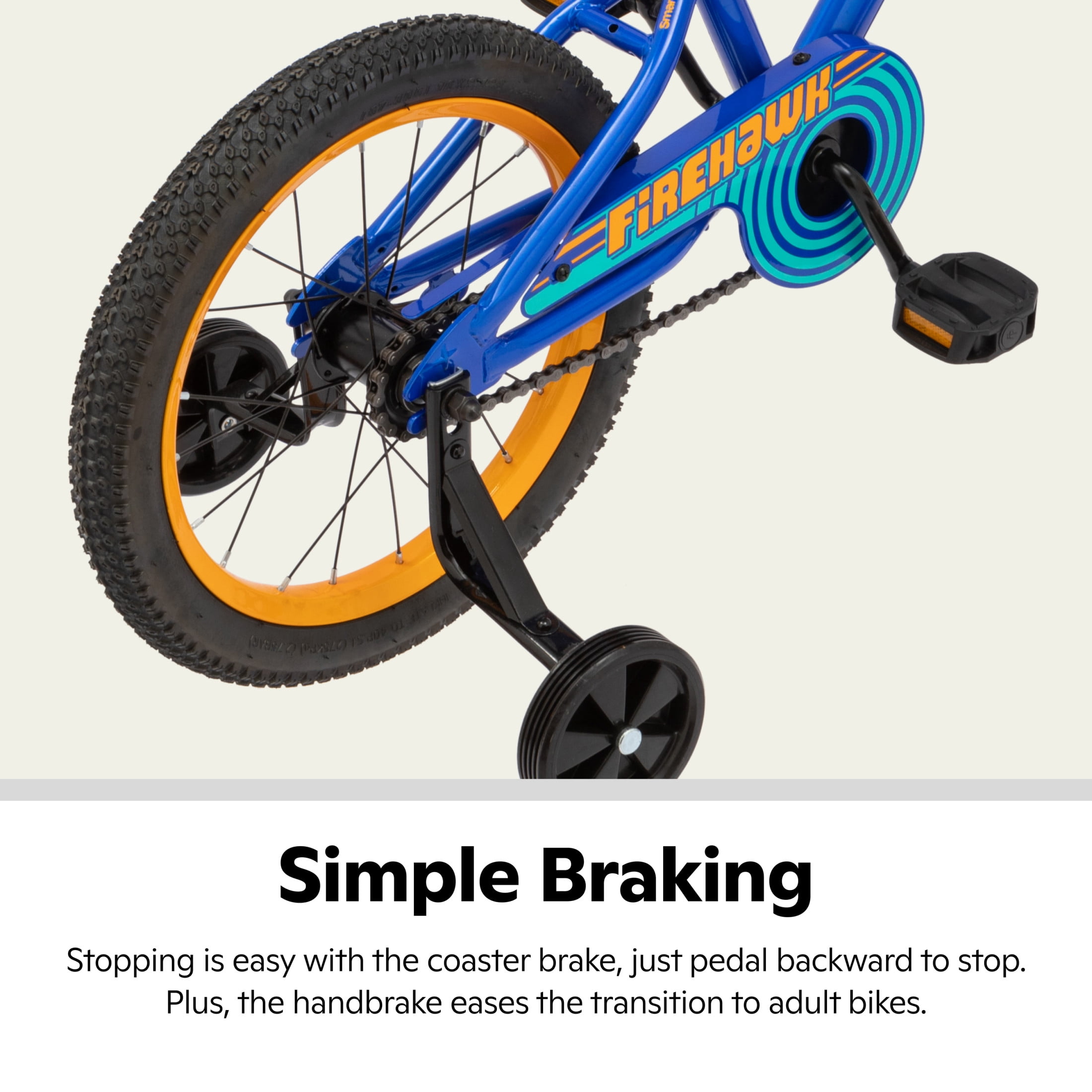 Schwinn Firehawk Kids BMX Bike with Training Wheels (Blue, 16 in) pl201
