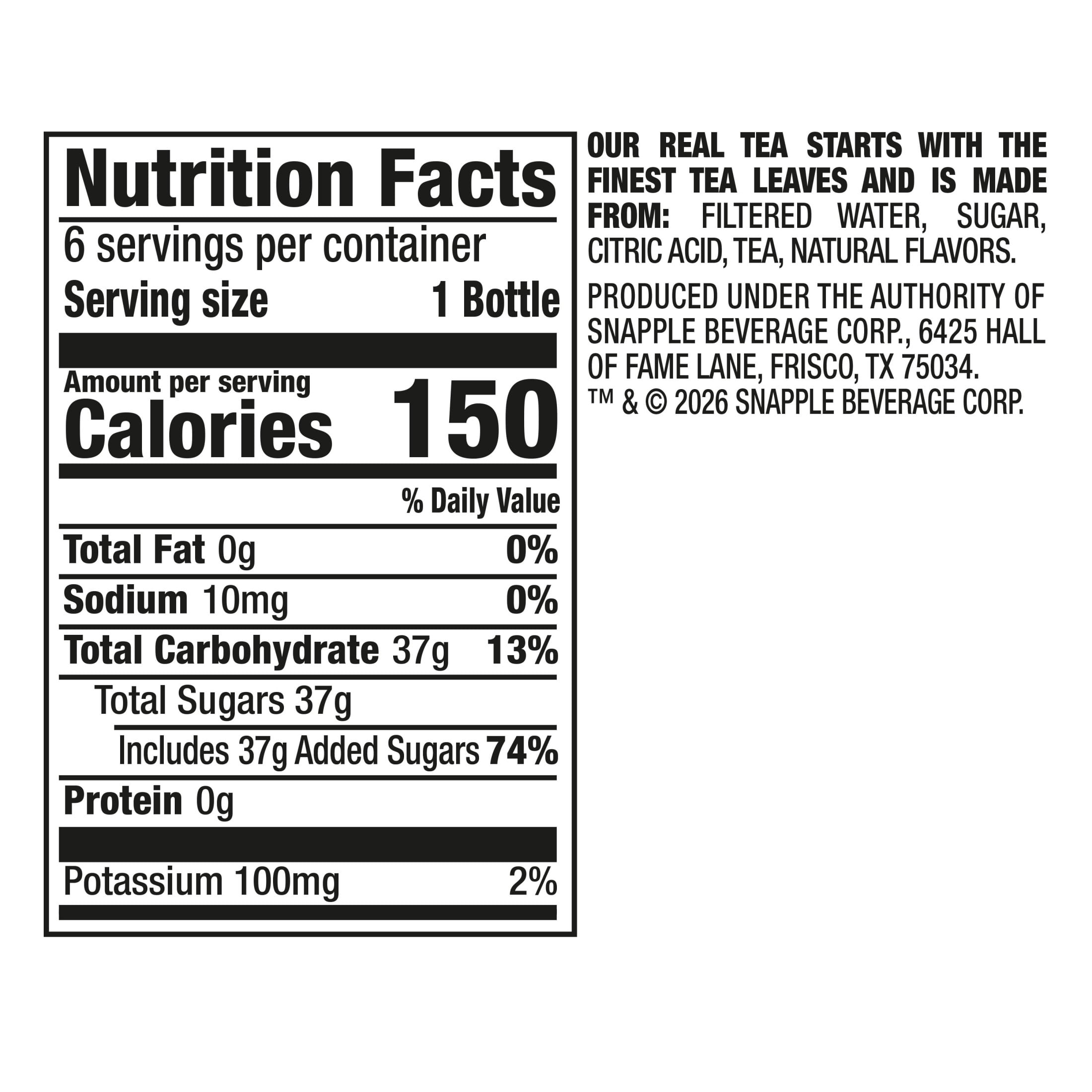 Snapple Peach Tea, All Natural Black and Green Tea Blend (6 Pack, 16 fl oz) b2a5p