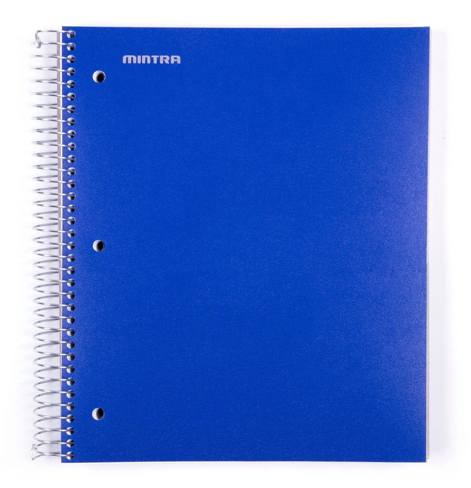 Mintra 5 Subject Notebook, Wide Ruled Spiral Journal with Durable Poly Cover and 5 Pockets (Blue, 200 Sheets) zz9w3