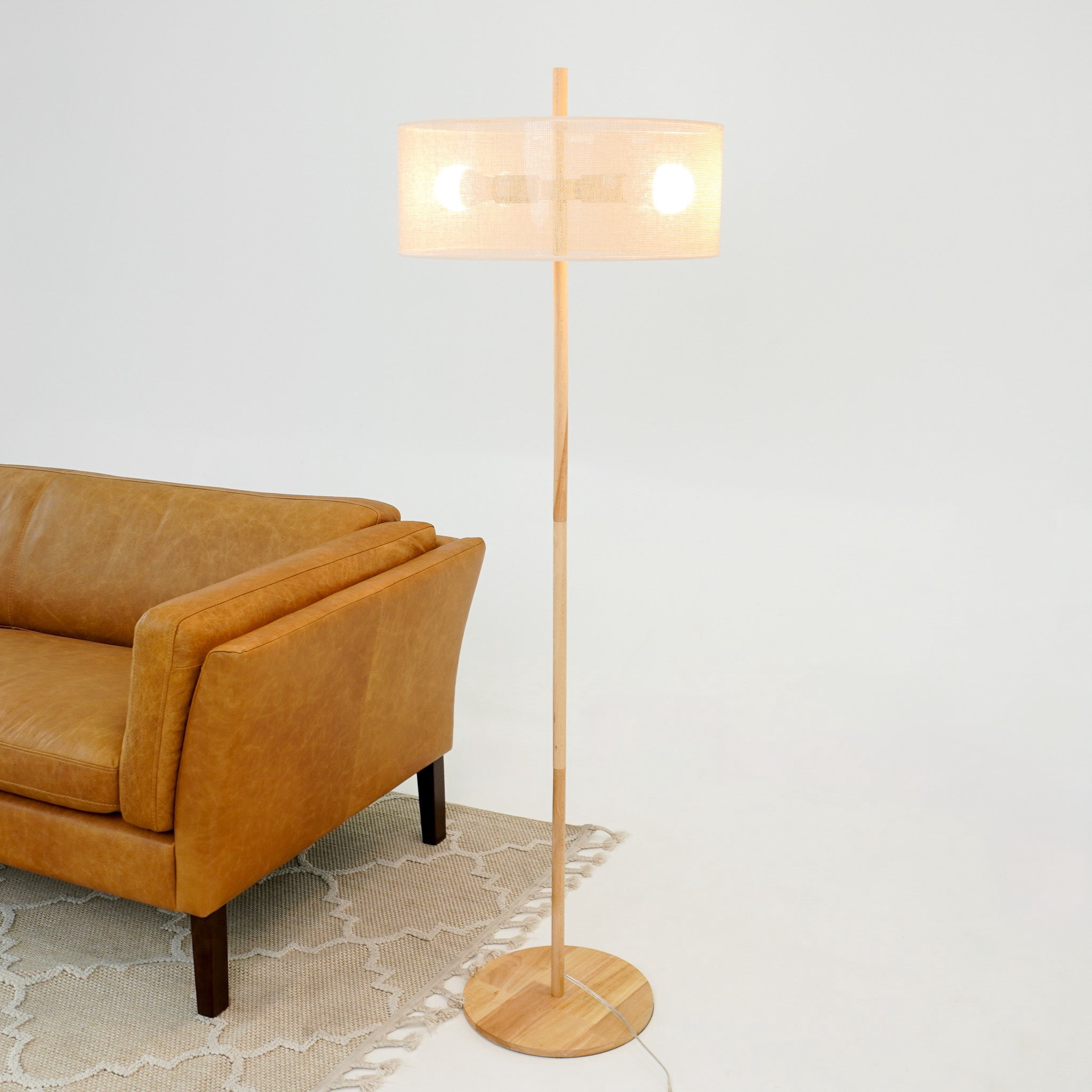 PuppyCheer Lirian Floor Lamp, Modern Oak Wood Standing Light for Living Room and Bedroom (Natural, 60 in) q11ap