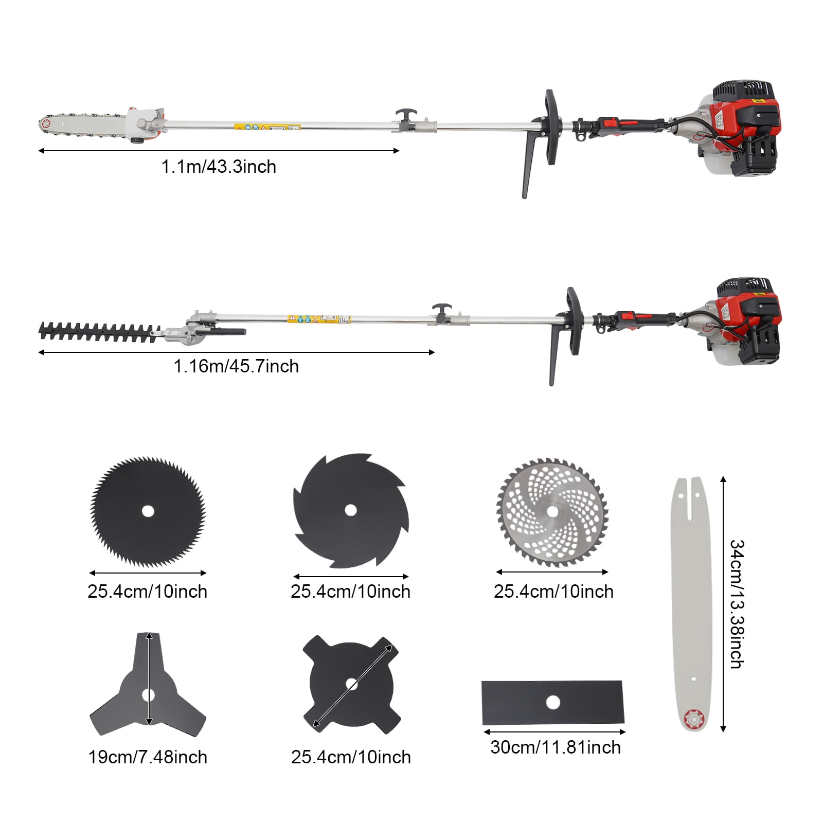 Peakora 52cc Gas Powered String Trimmer and Hedge Trimmer Multi-Tool System (Clear, 0.9qt) pu07p