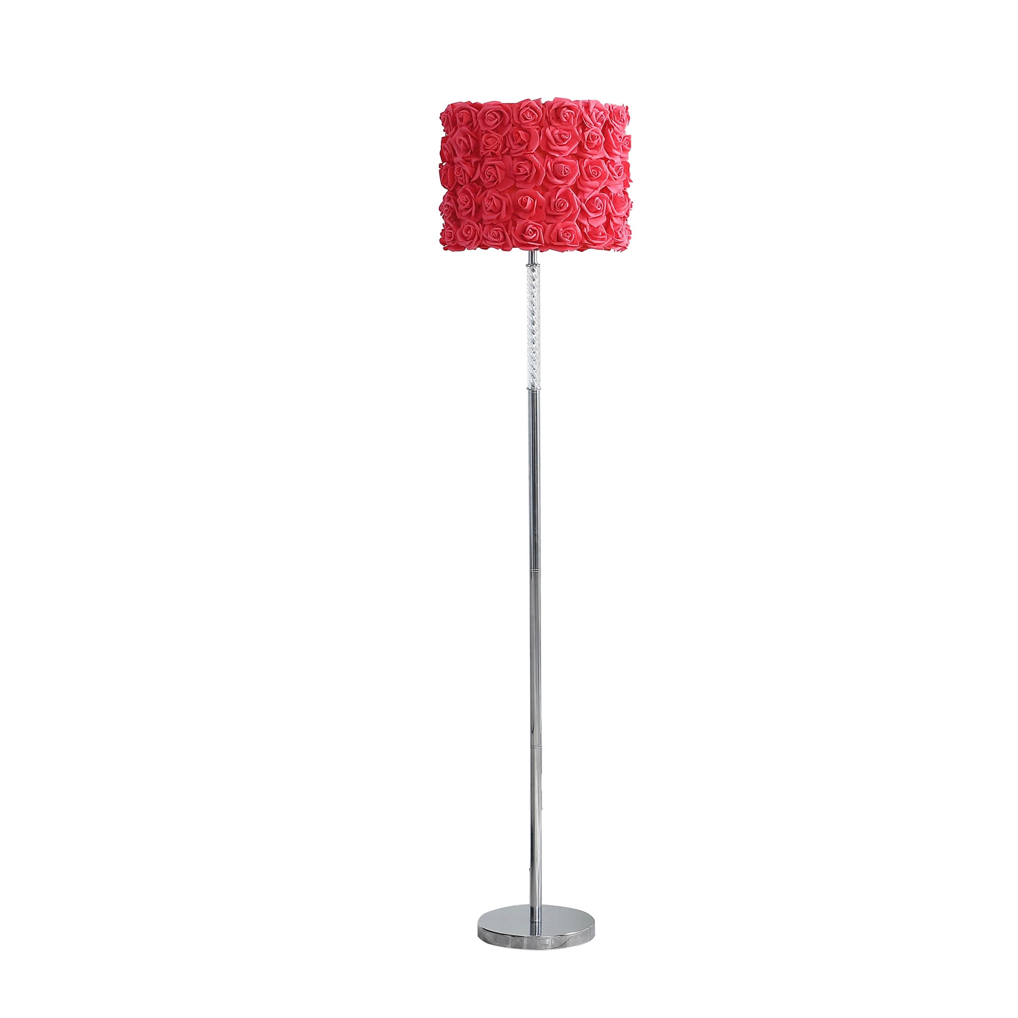 HomeRoots Traditional Steel Floor Lamp with Red Drum Shade (63 in) zqira