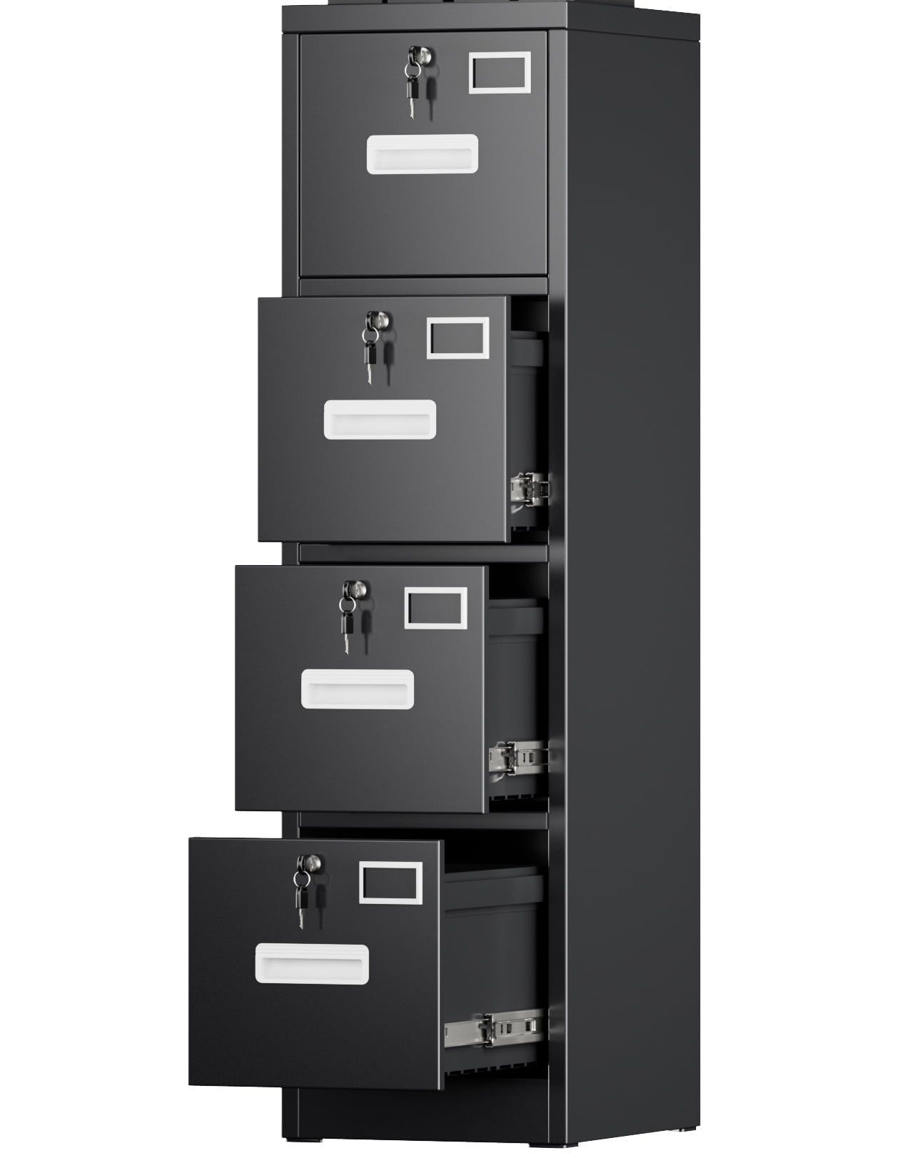 HUAXRON 4-Drawer Vertical File Cabinet with Individual Locks and Hanging Folder Rails (Black) hvun2