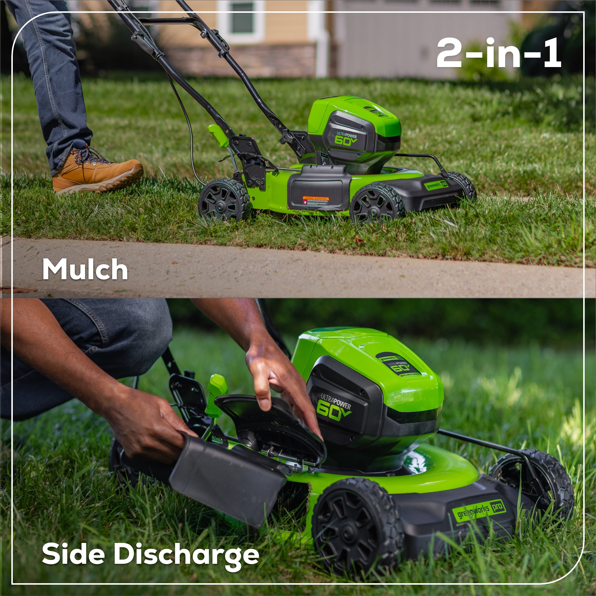 Greenworks 60V 19 in Cordless Battery Push Lawn Mower with 5.0Ah Battery and Charger (Green, 19 in) 1kmbd