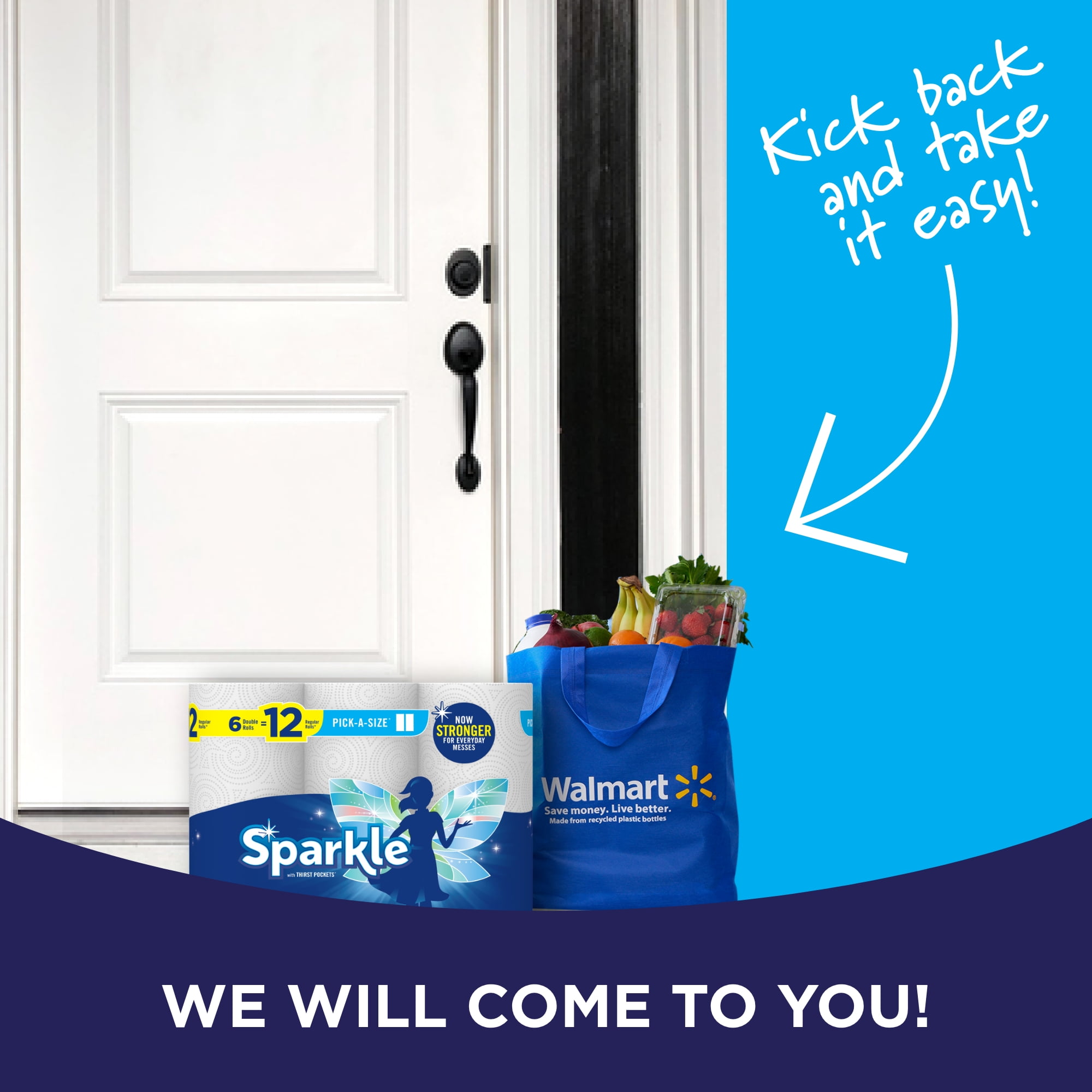 Sparkle Pick-A-Size Paper Towels, Absorbent Kitchen Cleaning Sheets (White, 12 Double Rolls) 88r99