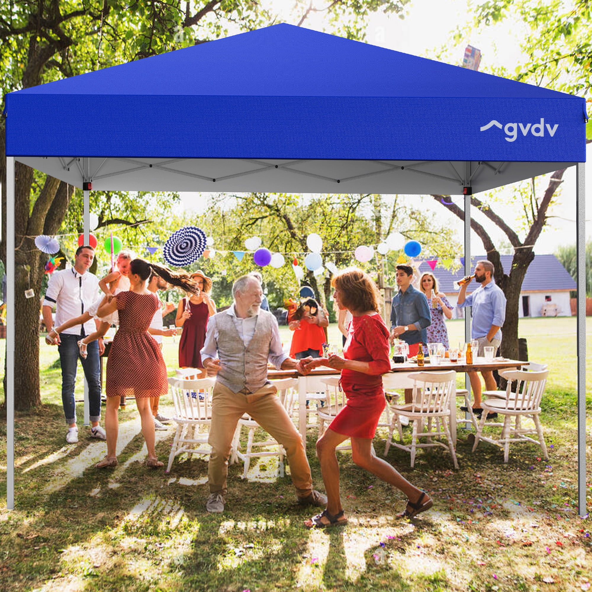 GVDV 10x10 ft Pop-up Canopy Tent, Heavy-Duty Outdoor Gazebo with Adjustable Height (Blue, 10x10 ft) k4s2a