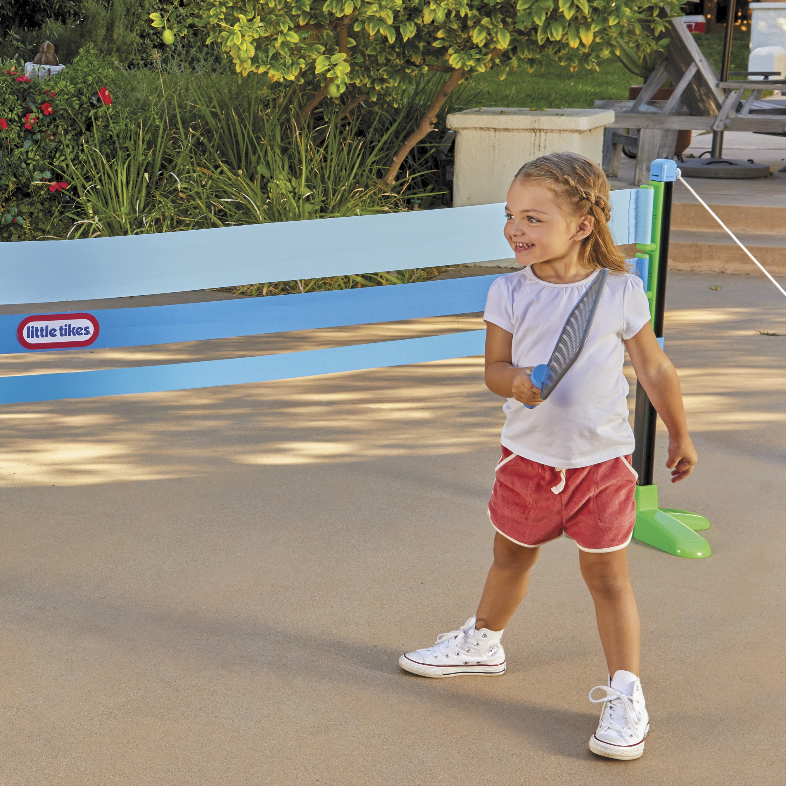 Little Tikes TotSports Pickleball Set, Adjustable Height Net with Paddles and Balls (Blue, 10 ft) evn64