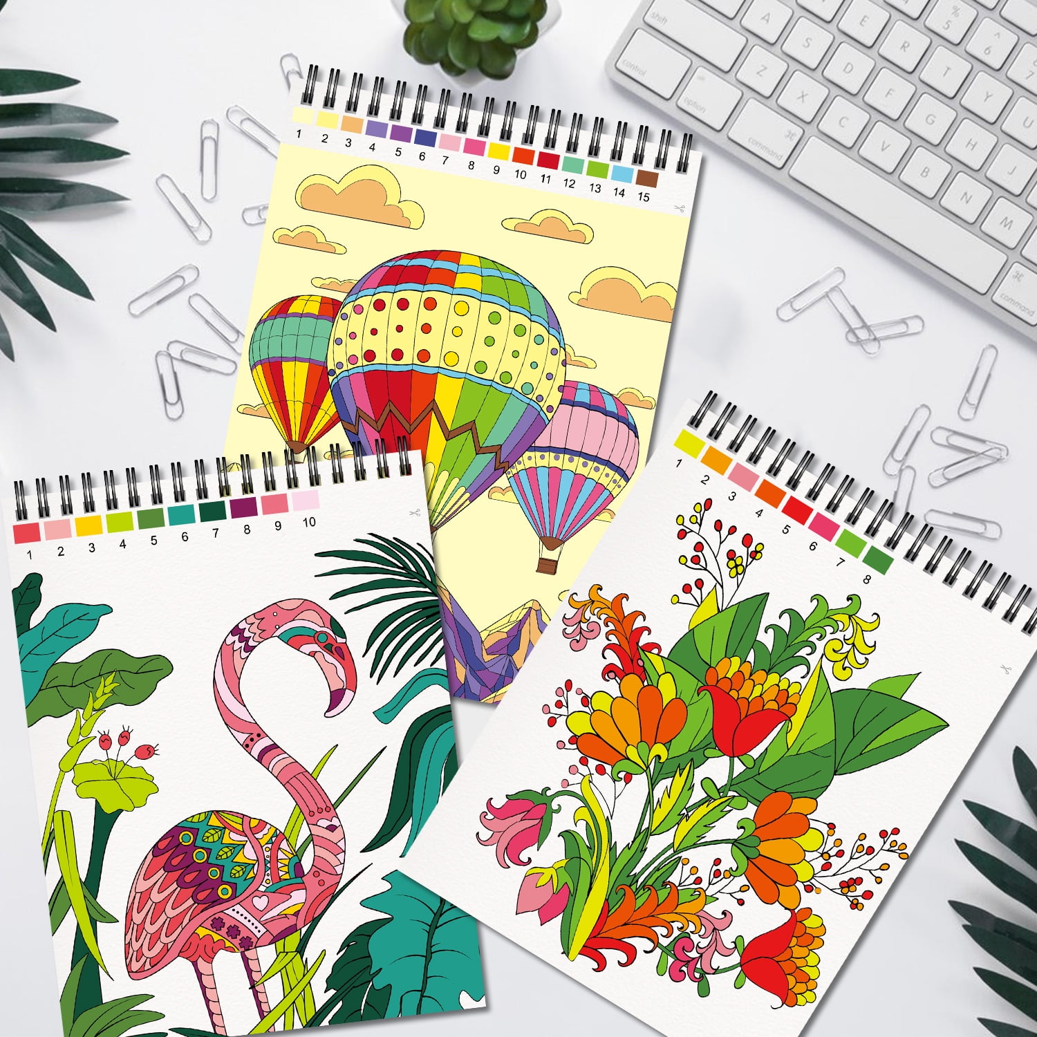 Kalysky Adult Coloring Books Set, Stress-Relieving Nature and Animal Designs (3 Pack, 25 in x 11 in) 5pyd7