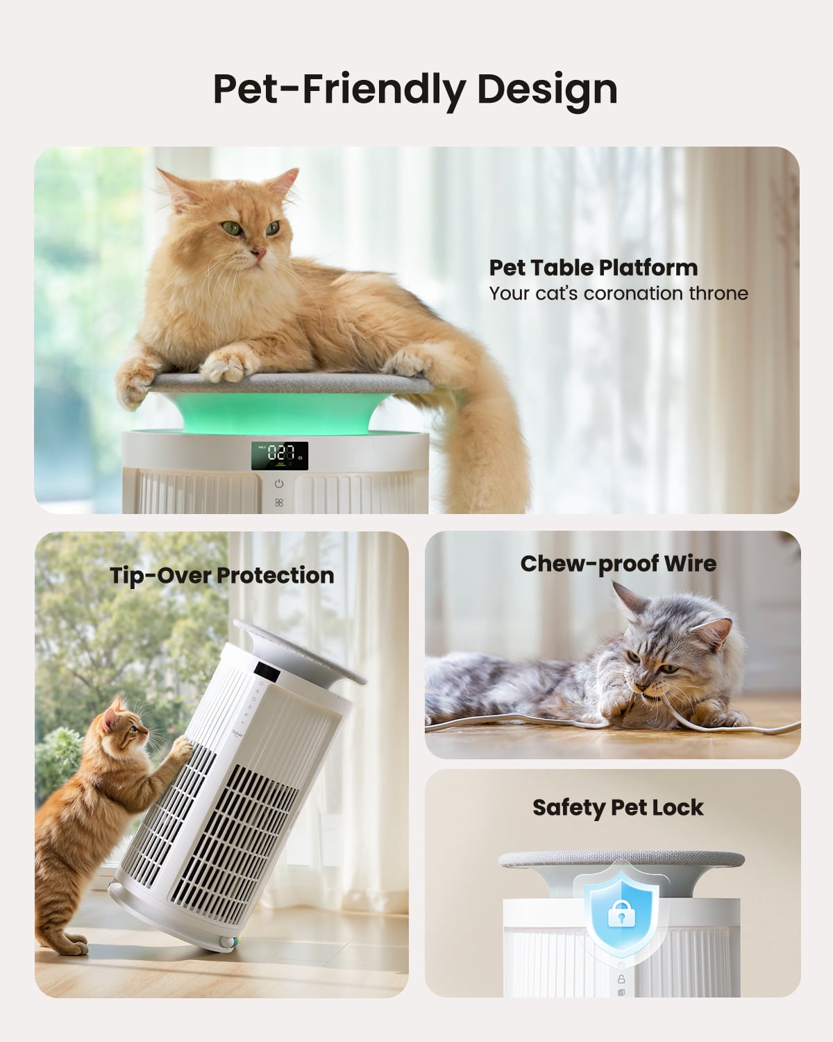 Yaber Pets True HEPA Air Purifier for Large Rooms, Smart Auto Mode with PM2.5 Sensor (White, 4200 sq. ft.) bpw0g