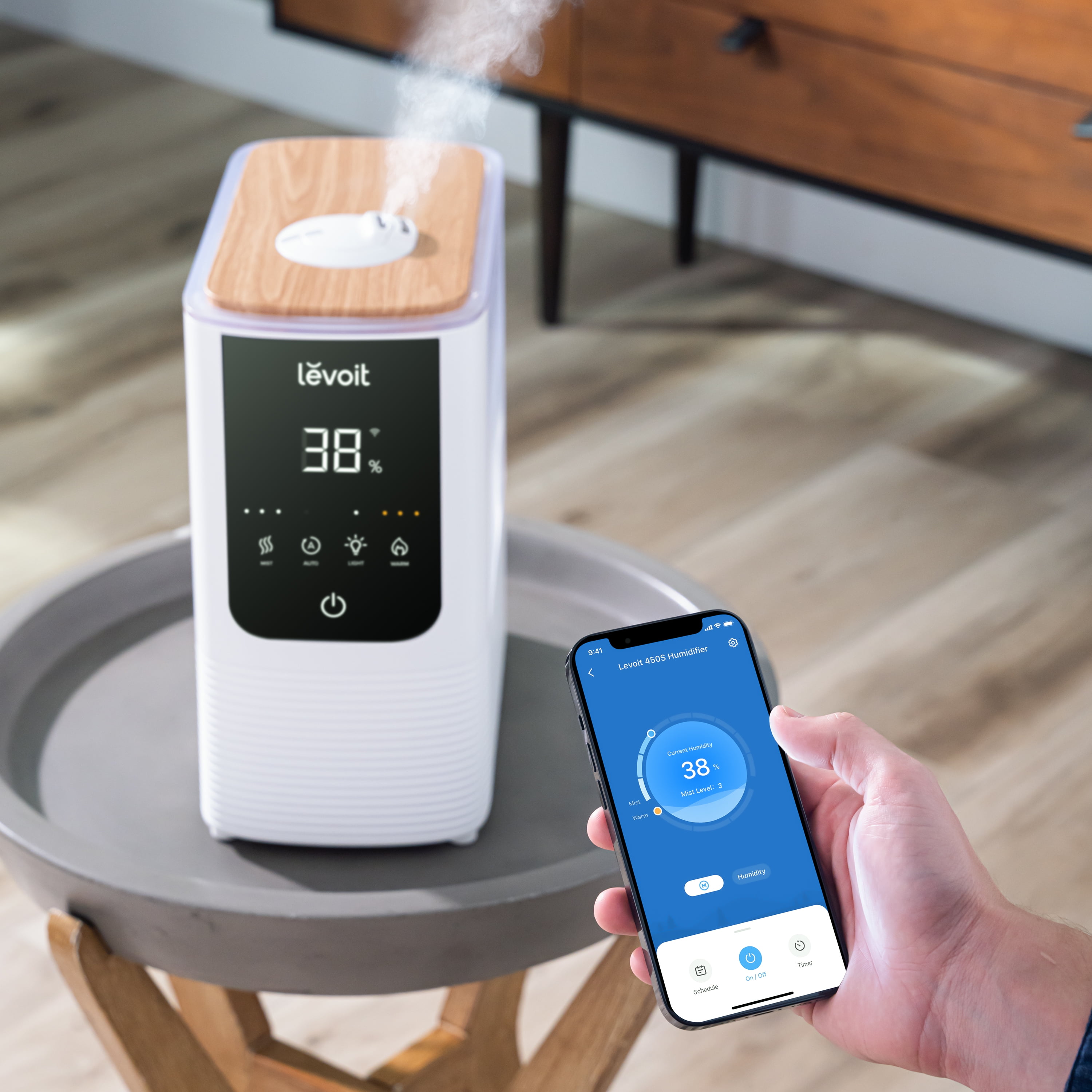Levoit OasisMist Smart Cool and Warm Mist Humidifier with Aromatherapy (White, 1.19 gal) 04cqh