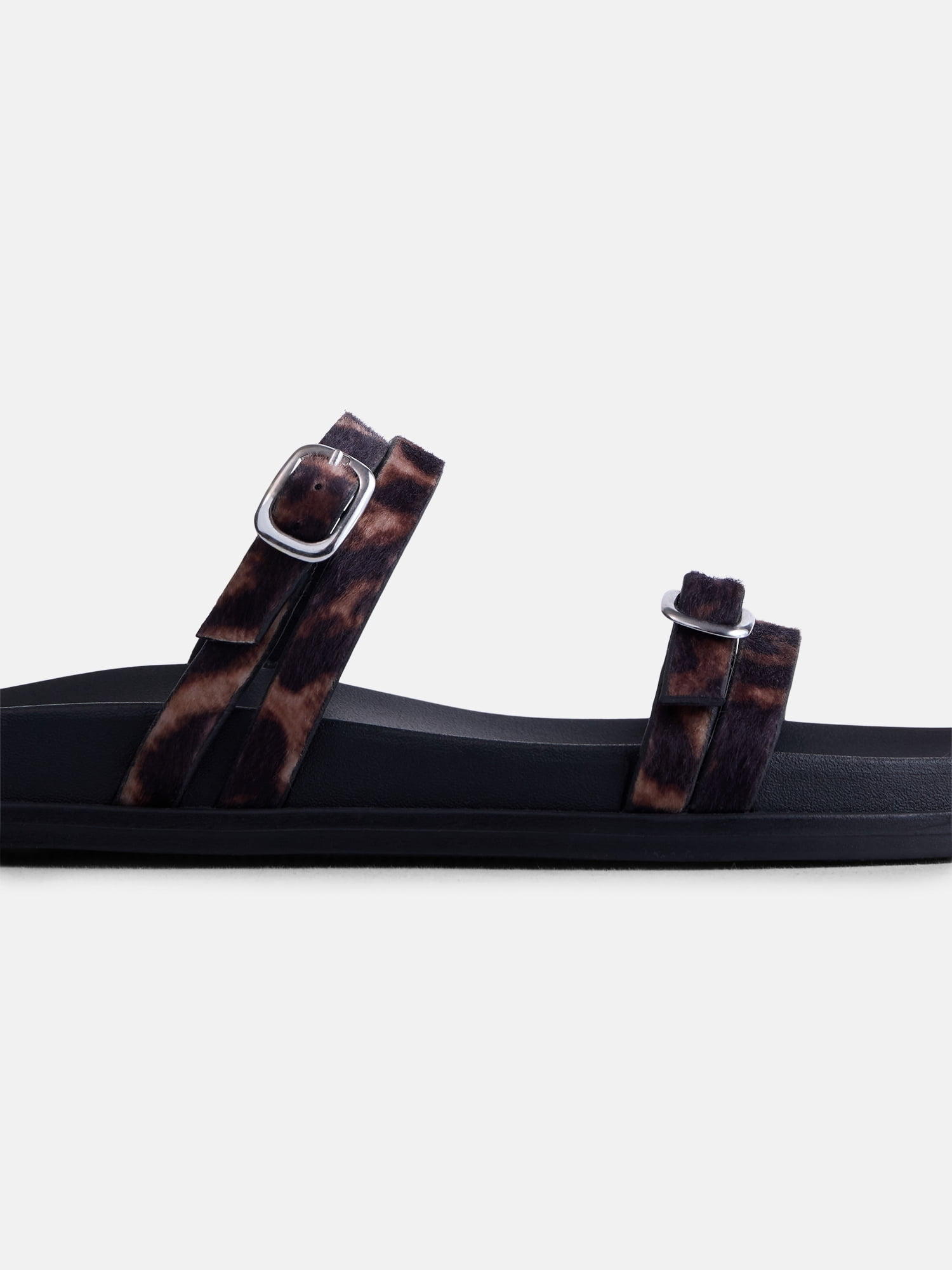 No Boundaries Women's Double Strap Footbed Sandals (Black, 8 US) 4610n