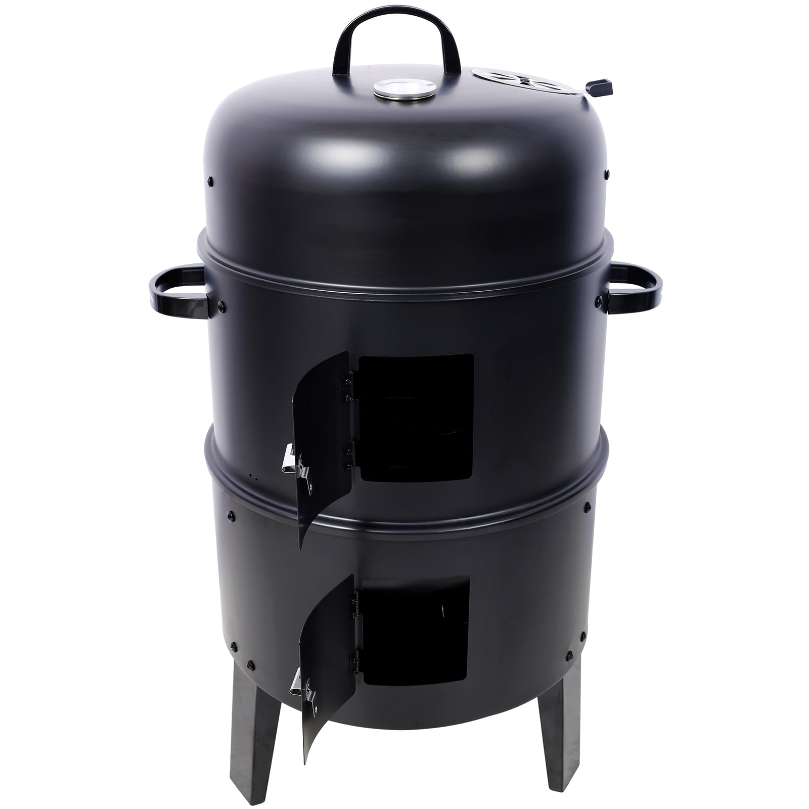 Deiokin 16-Inch Charcoal Smoker Grill, 3-in-1 Vertical Wood Smoker for Outdoor Cooking (Black, 16 in) lmvsc