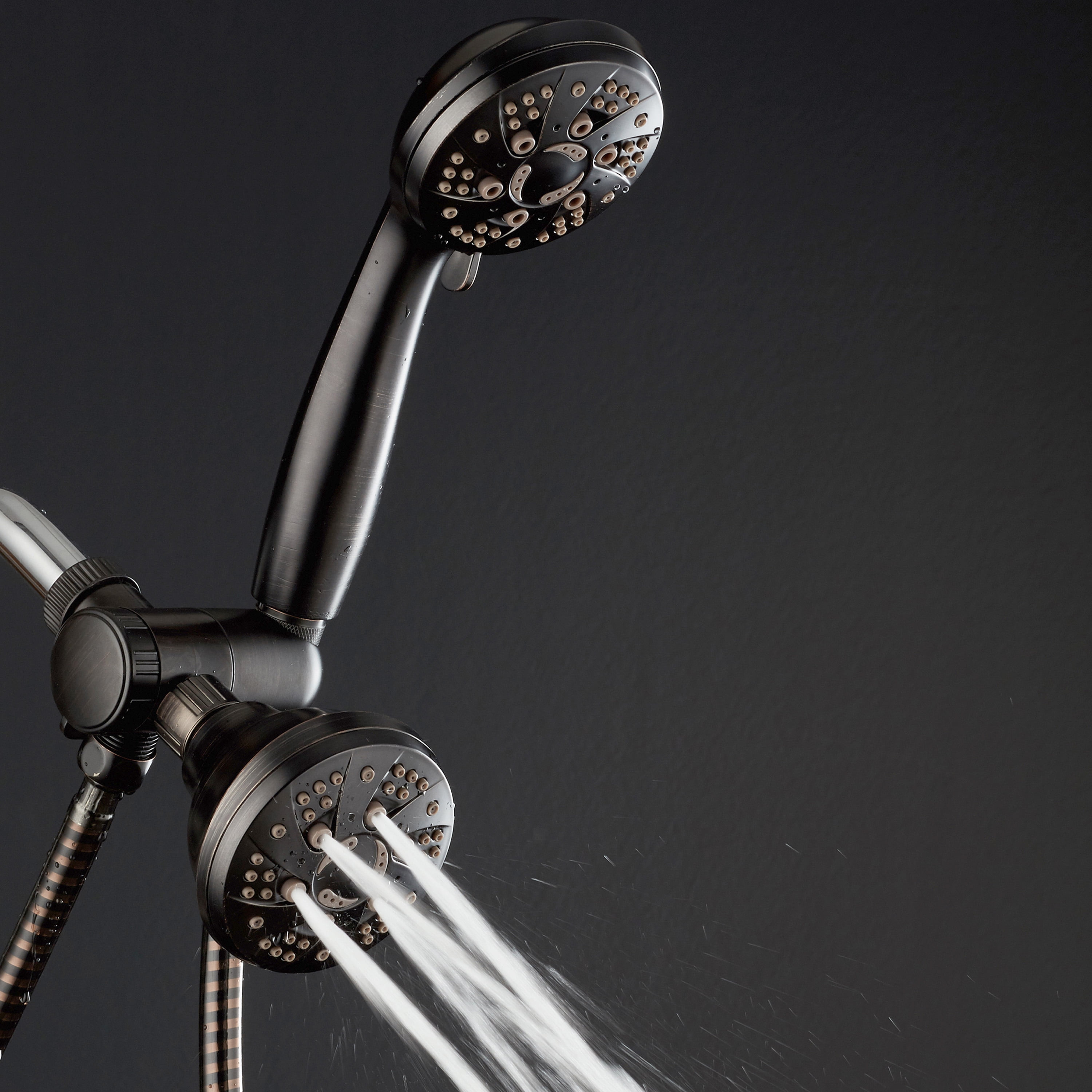 AquaDance High-Pressure 48-Setting Luxury 3-Way Dual Shower Head (Oil Rubbed Bronze) 6wz1y