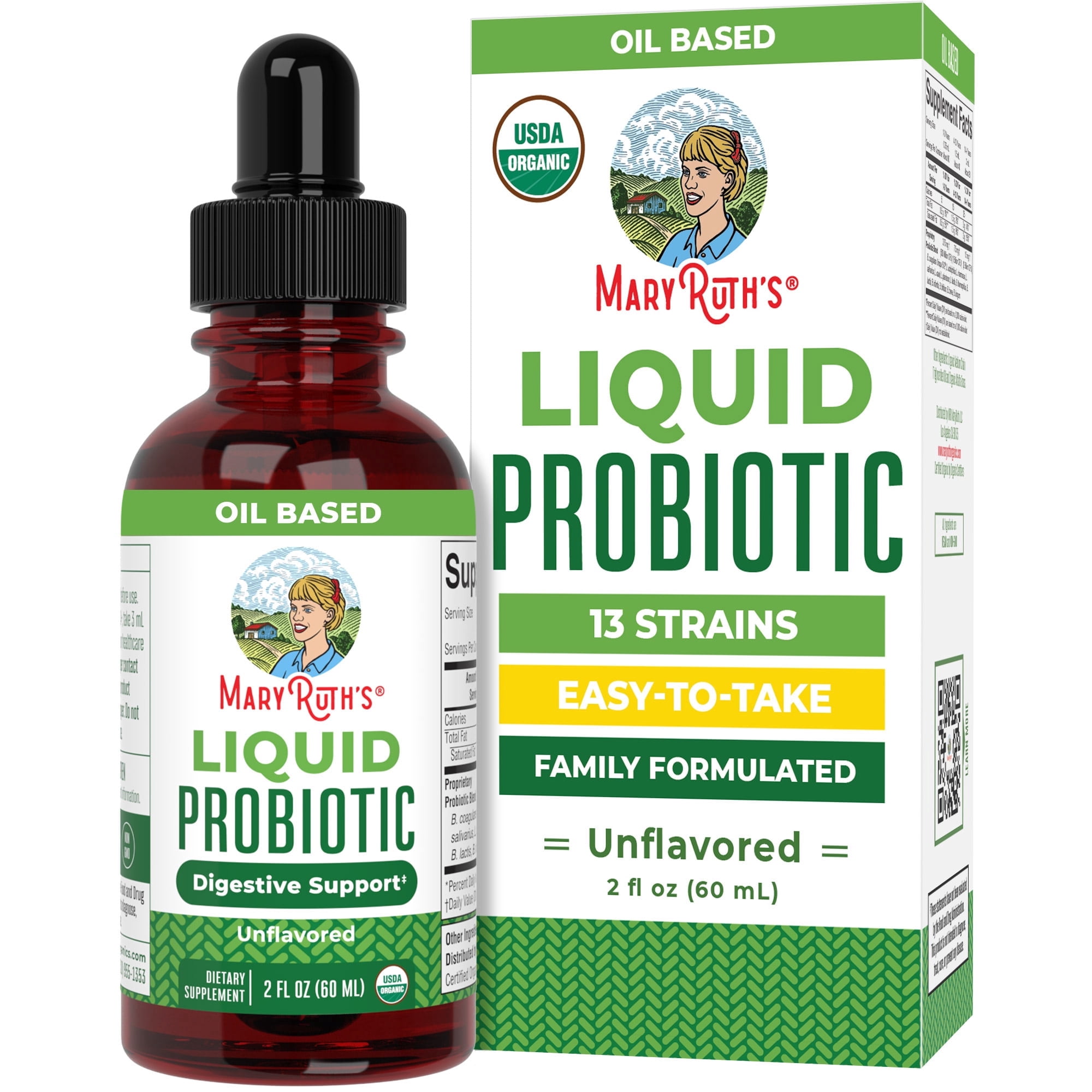 MaryRuth's Liquid Probiotic Supplement, USDA Organic Vegan Digestive Support for Adults and Kids (2 fl oz) kwthh