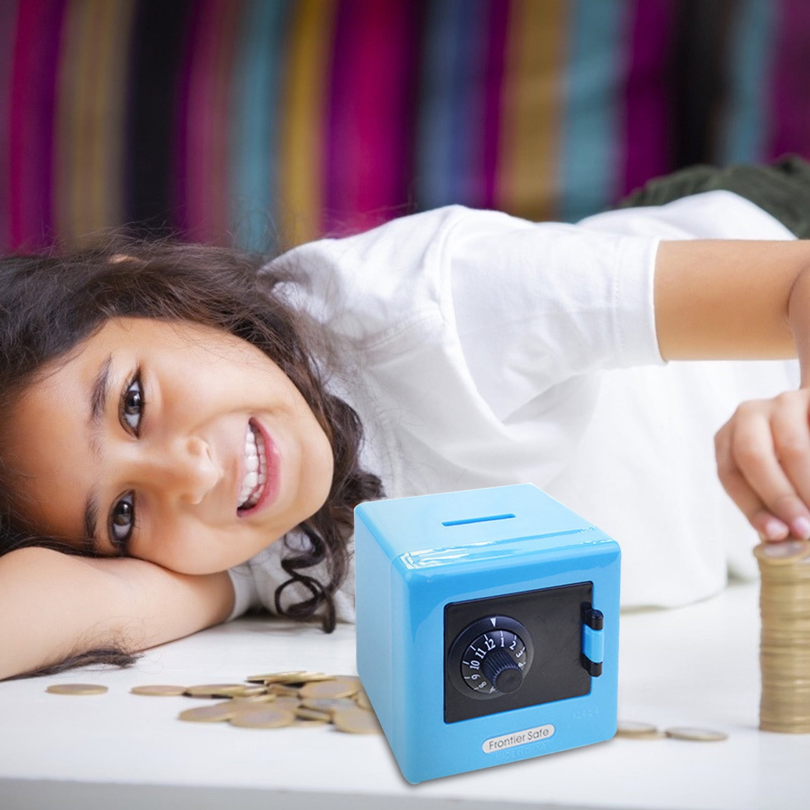 Elainilye Mini Safe Lock Box for Kids Personal Savings and Storage (Blue, 6 in x 5 in x 4 in) i4tnk