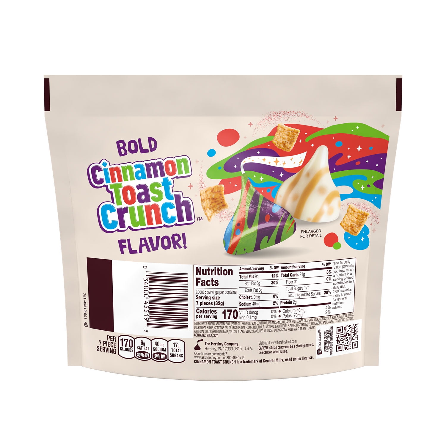 Hershey's Kisses Cinnamon Toast Crunch Flavored Candy, Creamy Milk Chocolate with Cereal Bits (9 oz) 21i7o