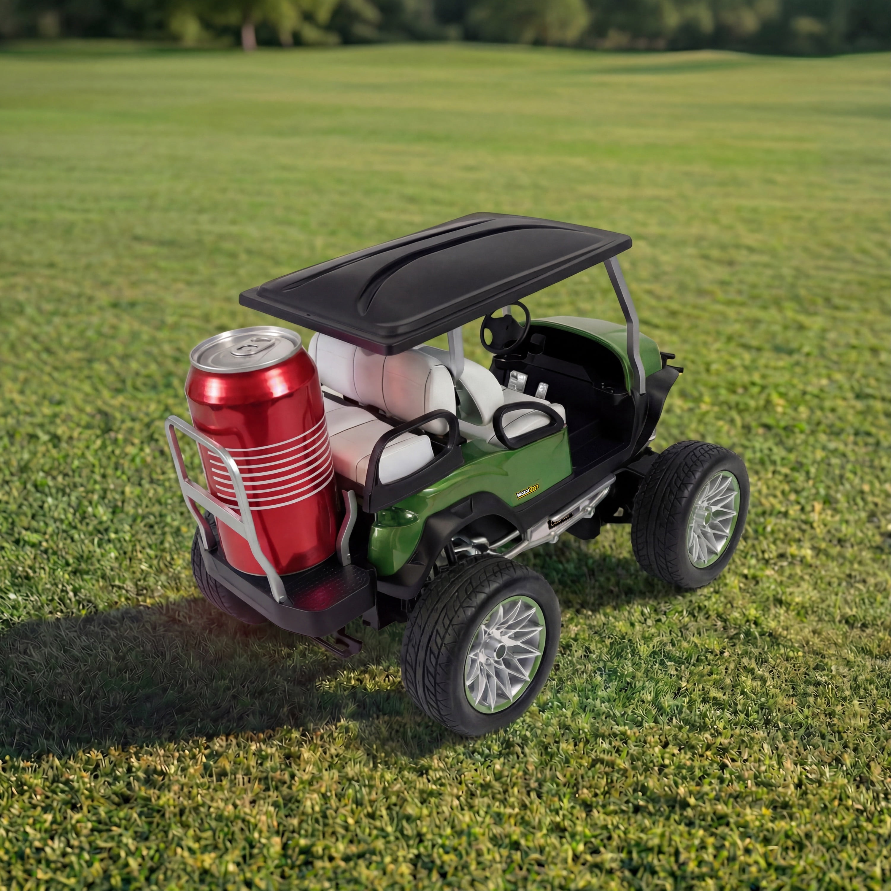 MotorDayz Radio Control Golf Cart Toy with Bluetooth Speaker and Working Lights (Green, 1:15 Scale) av5wz