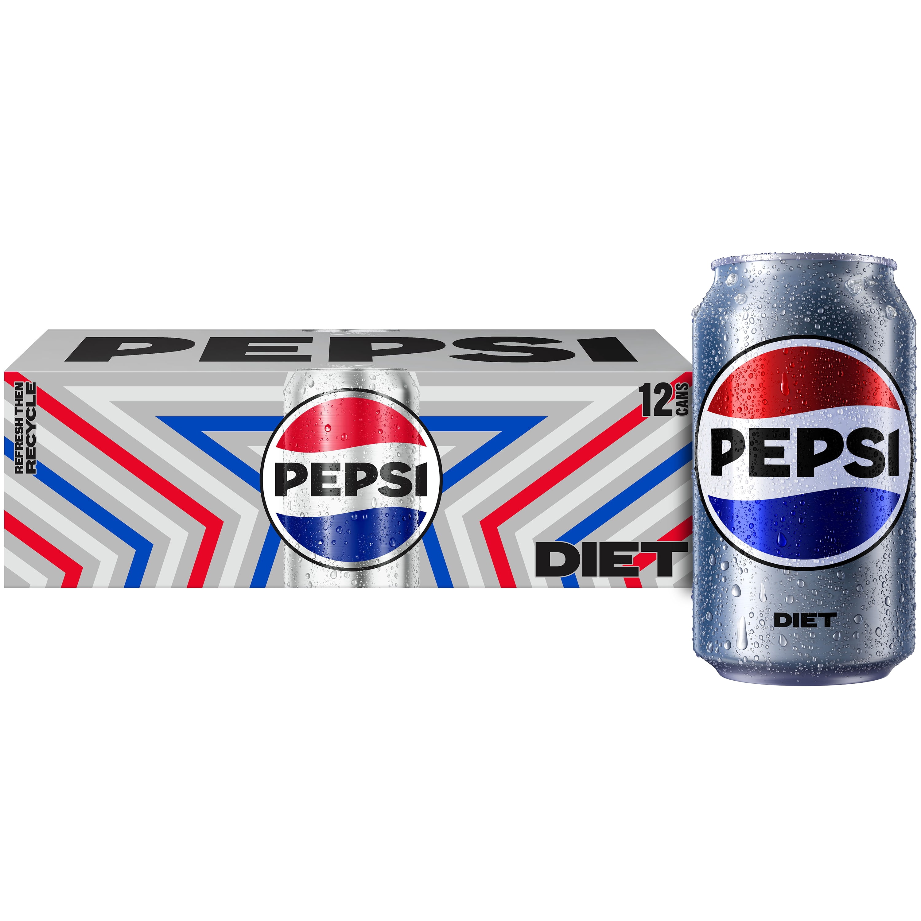 Pepsi Diet Cola Soda Refreshing Zero Sugar Beverage (12 fl oz, 12 Pack) o08ta
