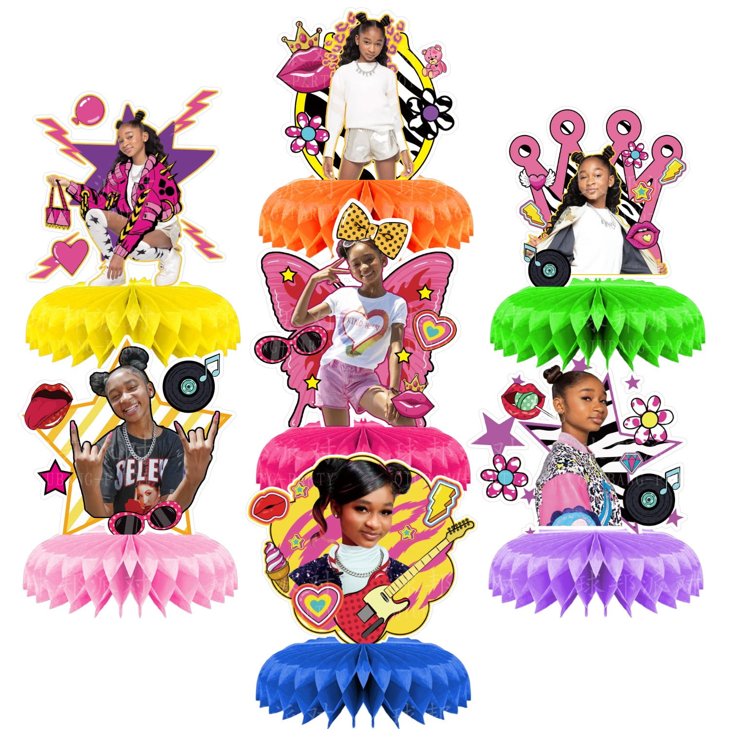 That Girl Lay Lay Honeycomb Centerpieces 3D Table Decorations (Red, 7 Pcs, 6 in) eka8c