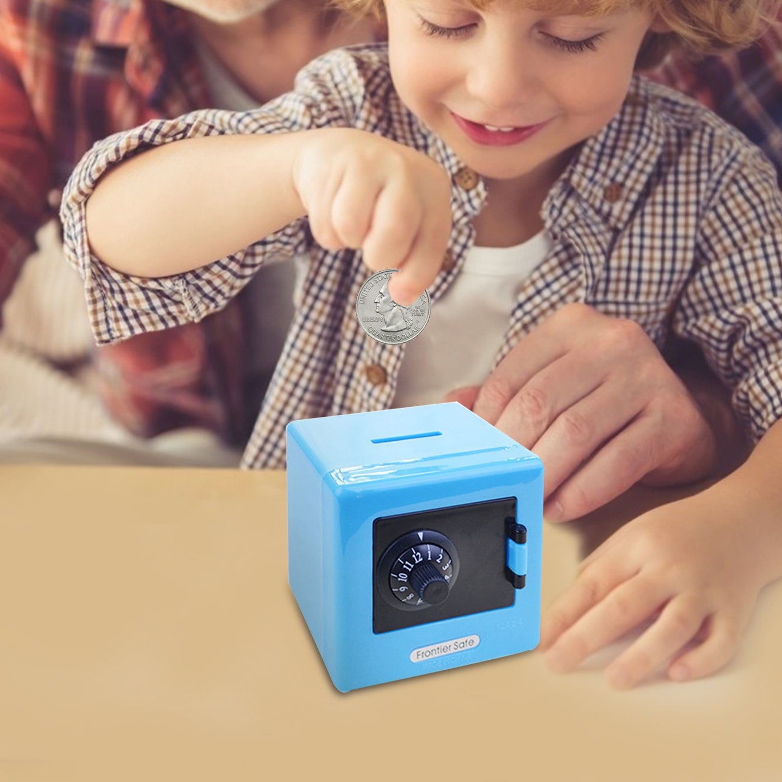 Elainilye Mini Safe Lock Box for Kids Personal Savings and Storage (Blue, 6 in x 5 in x 4 in) i4tnk