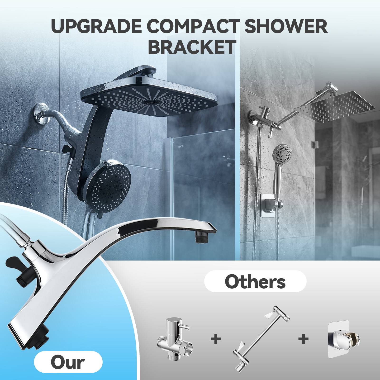 INAVAMZ 12 Inch High Pressure Rain Shower Head and 9-Spray Handheld Combo with Magnetic Docking (Matte Black, 60 in Hose) 0ys75