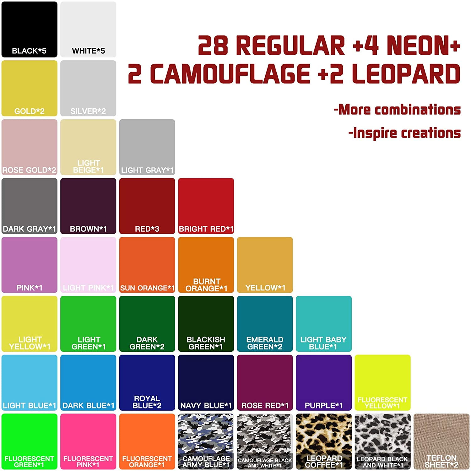 HTVRONT Heat Transfer Vinyl Sheets for DIY Crafting Projects (Assorted Colors, 54 Pack, 12 in x 10 in) 1uzfq - Image 2