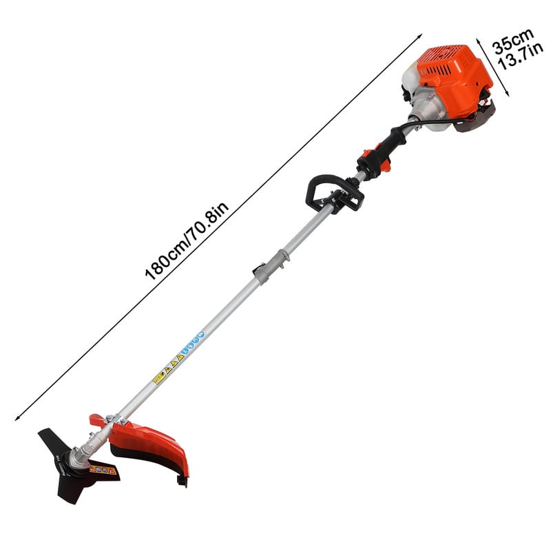 Jraner 5-in-1 Gas Powered Multi-Tool System with Brush Cutter, Hedge Trimmer, and Pole Chainsaw (Orange, 52cc) 4jli0