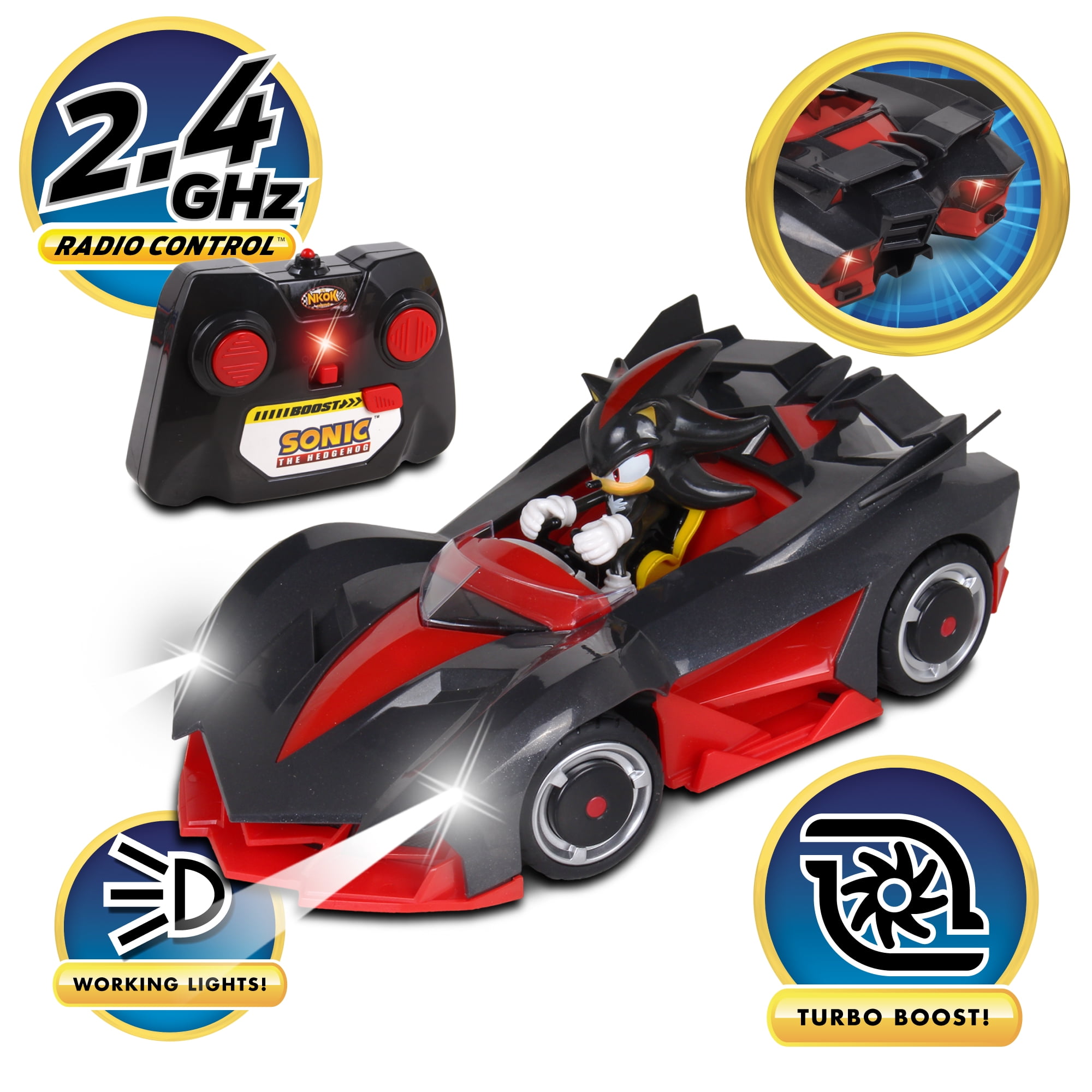 Sonic Racing CrossWorlds RC Car with Turbo Boost and LED Lights (Shadow, Black) ep942