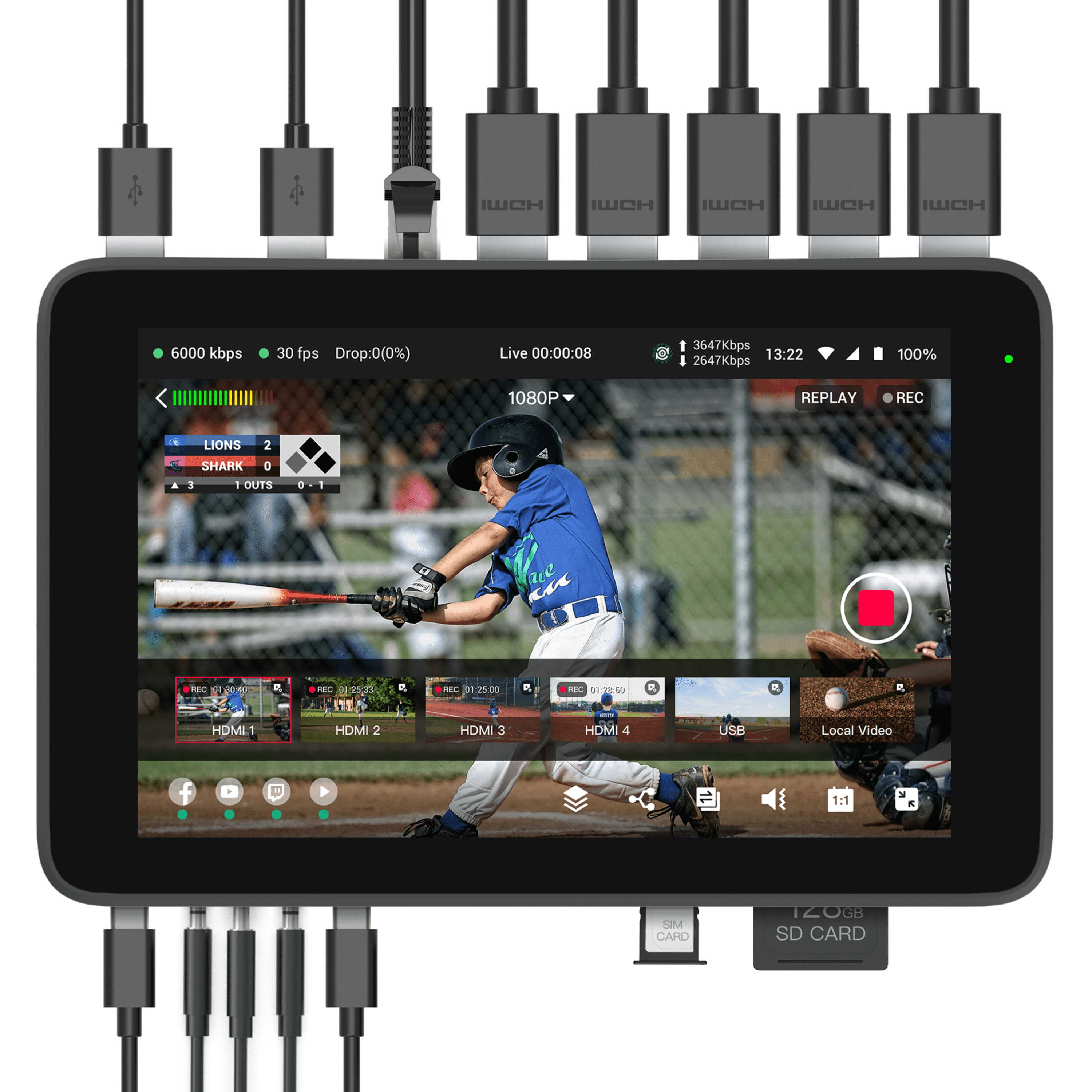 YoloLiv YoloBox Ultra All-in-One Live Streaming Encoder, Switcher, Monitor, and Recorder (Black, 1 Unit) ds61o