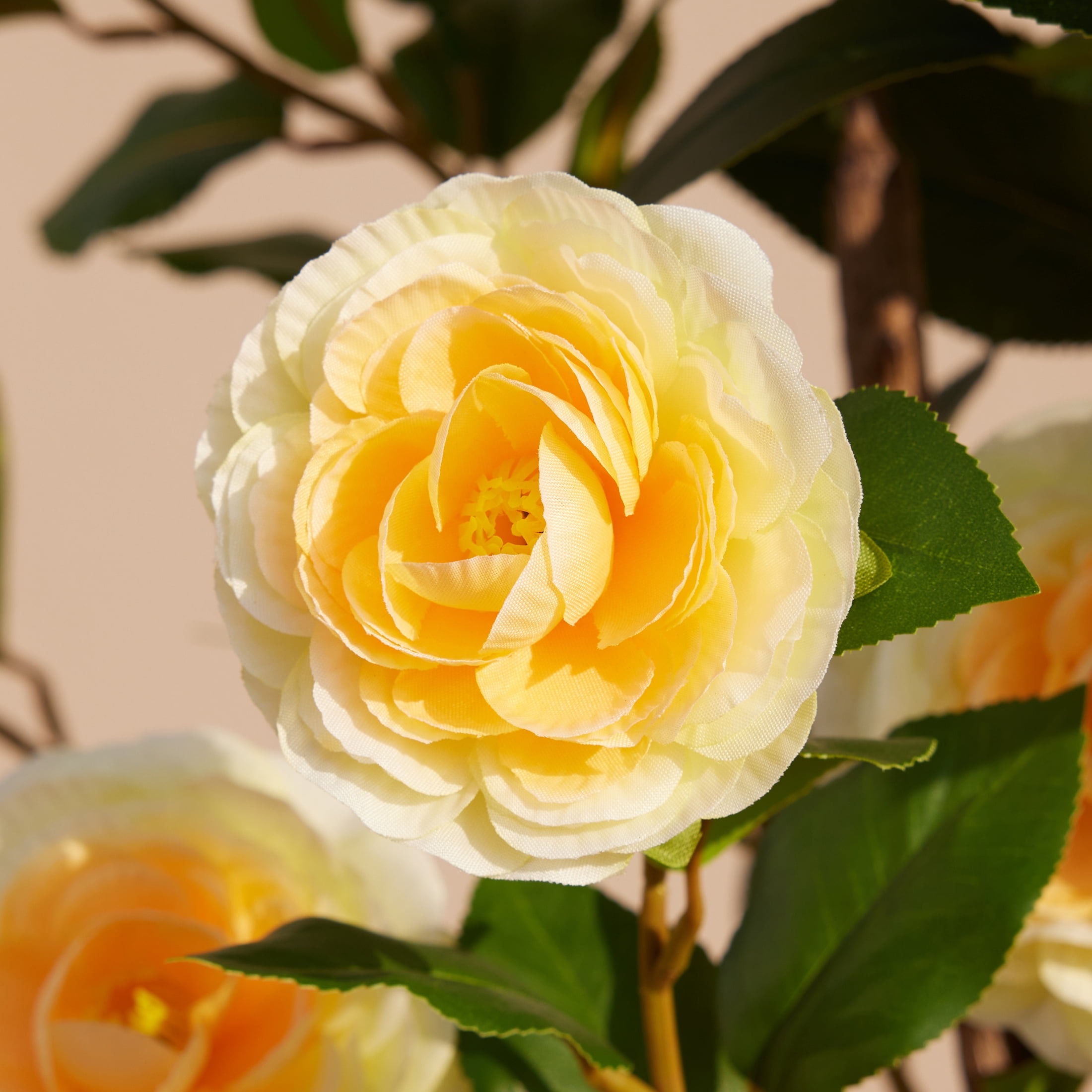 DR.Planzen Artificial Camellia Tree with 27 Yellow Flowers and 252 Leaves (3 ft) toy7j
