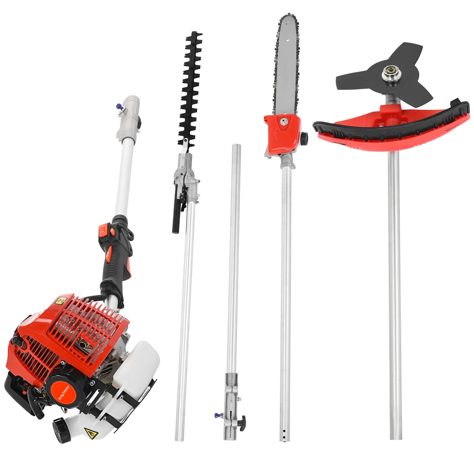WETS 5-in-1 Gas Garden Trimmer Combo, 52cc 2-Stroke Multi-Tool System with Pole Saw, Hedge Trimmer, and String Trimmer (1 Set) 4f37a