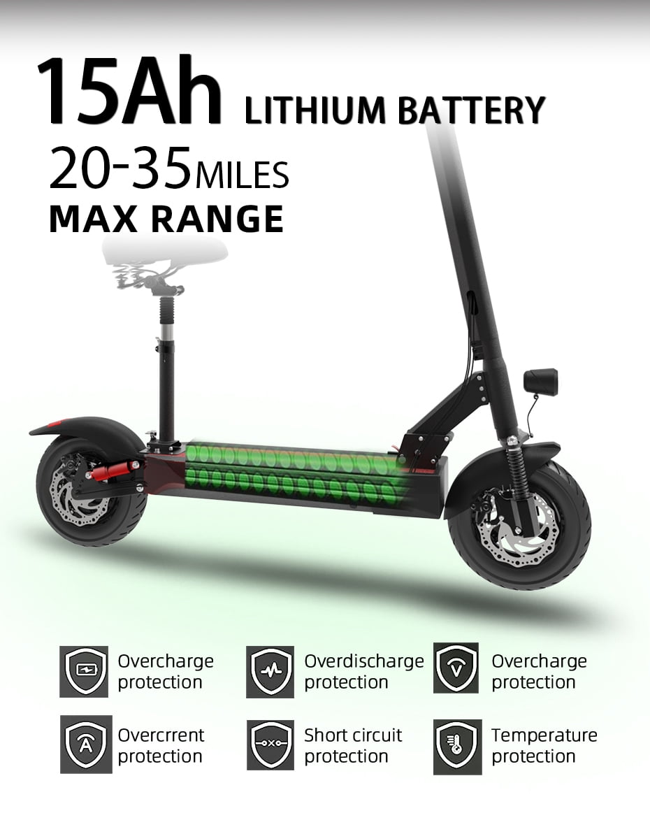 JUEXING Foldable Electric Scooter, 1200W Motor 35 MPH Commuter E-Scooter with Removable Seat (Black, 35 Miles Range) gvbd5