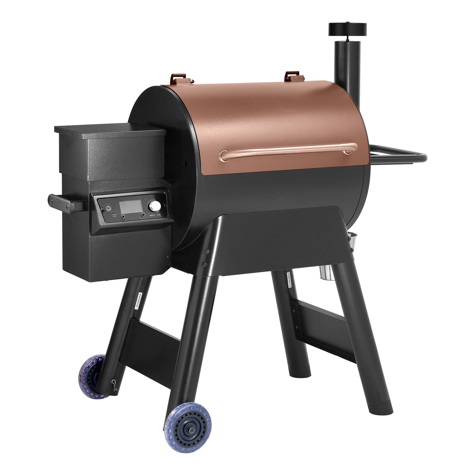KFFKFF Wood Pellet Grill Smoker, Multifunctional Outdoor BBQ Grill with WiFi App Control (Silver, 575 sq in) 3smzn