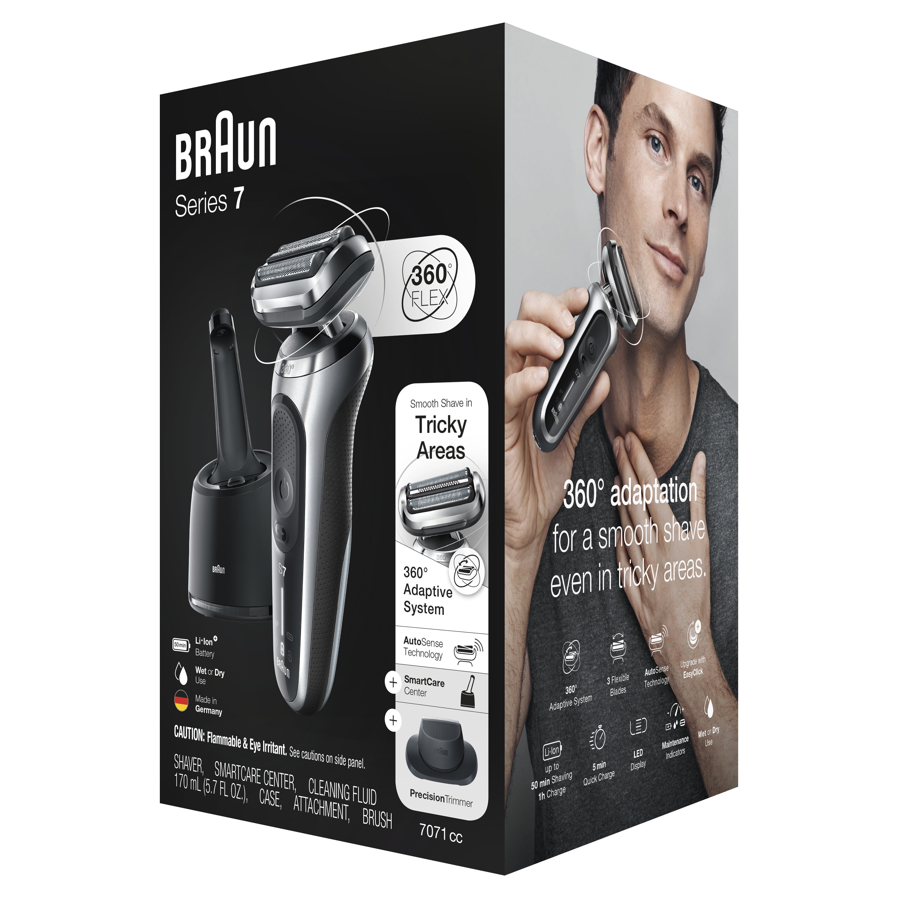 Braun Series 7 7071cc Flex Electric Razor for Men with SmartCare Center and Precision Trimmer (Brown, 1 Count) ifuqf
