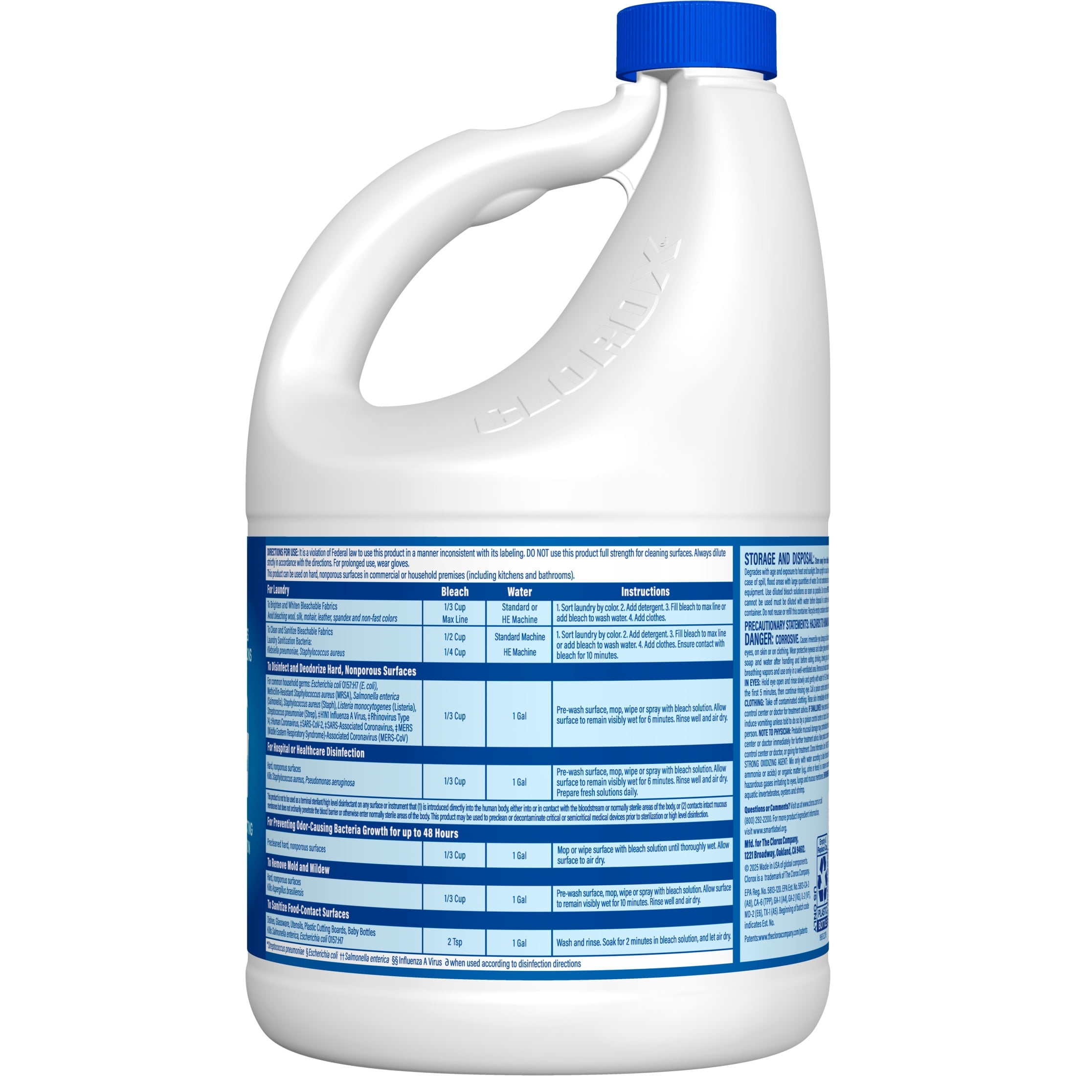 Clorox Disinfecting Liquid Bleach, Regular Scent, Multi-Purpose Surface Cleaner and Laundry Whitener (121 fl oz) fkqes