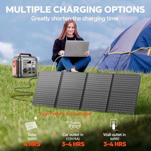 Powerbank Portable Power Station with 60W Solar Panel (Black, 296Wh) 9r75v - Image 3