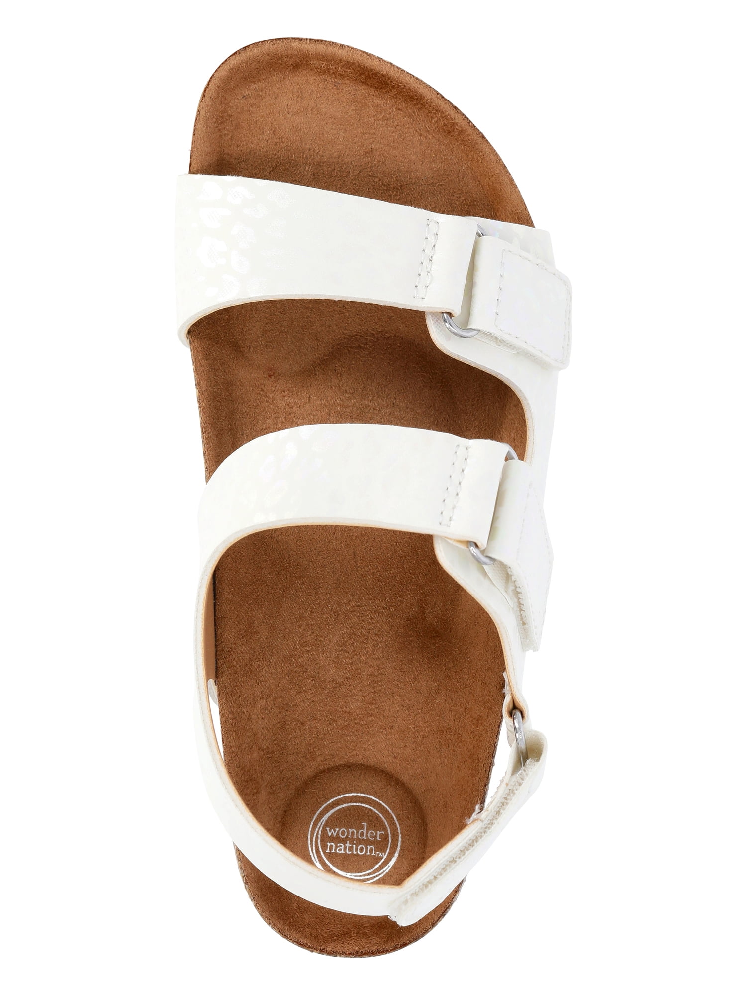Wonder Nation Girls' Double Buckle Footbed Sandals (White, 13 Little Kid) b5248