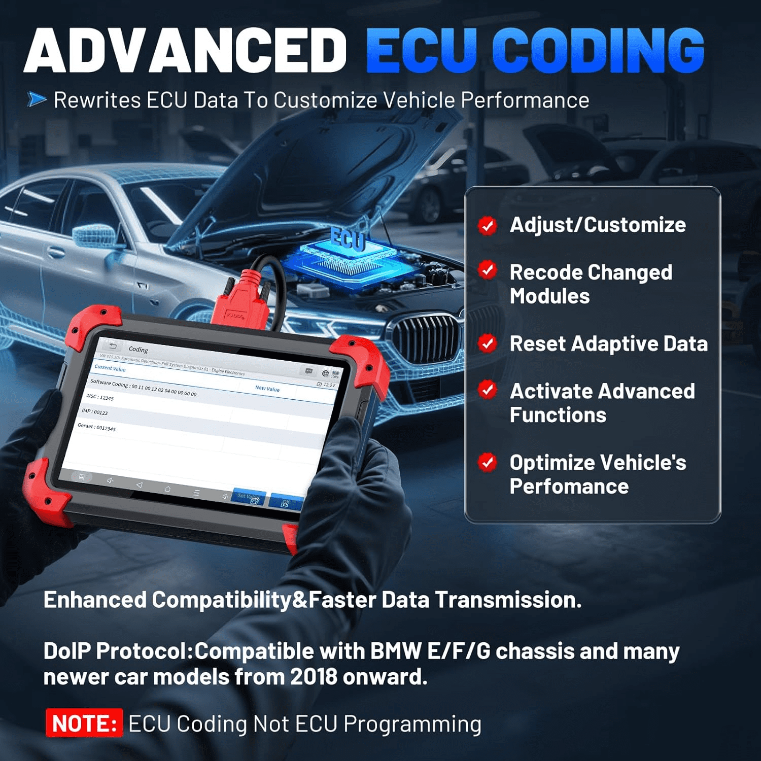 XTOOL D7X OBD2 Scanner Bidirectional Diagnostic Tool (Black, 1 Unit) bew47