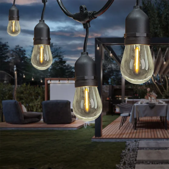 Feit Electric LED String Light, Weather-Resistant Outdoor Patio Lighting (Warm White, 48 ft) 6qrr5