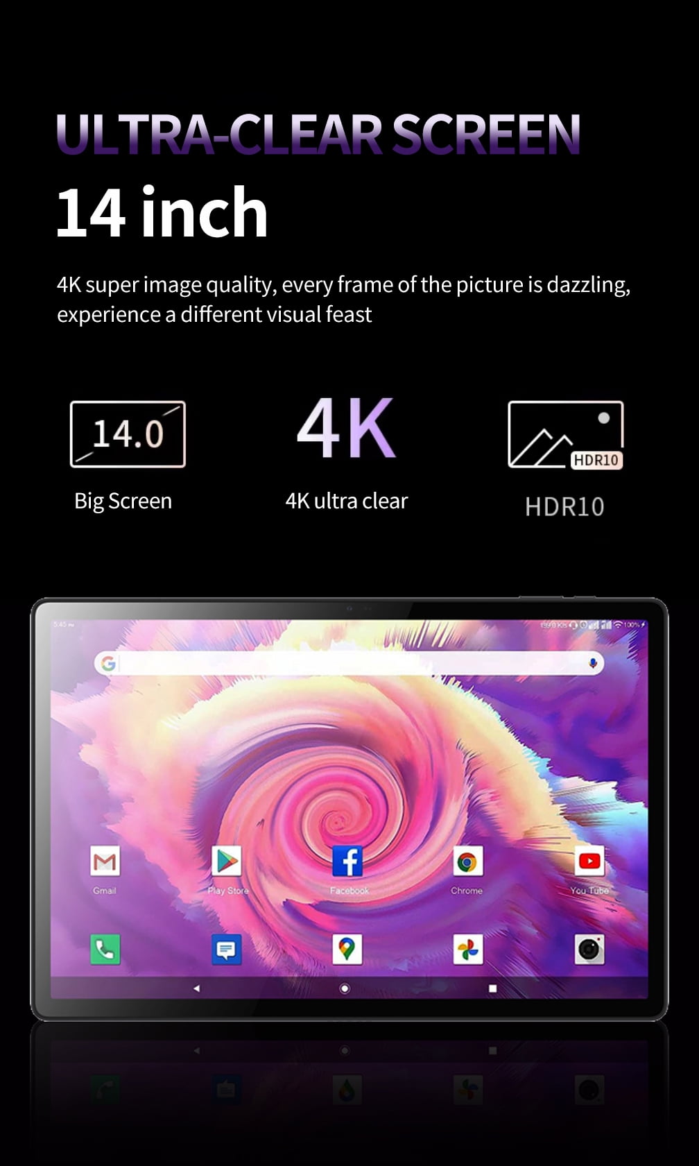 JWEIBK 14 Inch Android 14 Tablet 2-in-1 Laptop with Keyboard, 20GB RAM 1000GB ROM, 5G Wi-Fi High-Performance Computer (Black, 14 in) 5f9i4