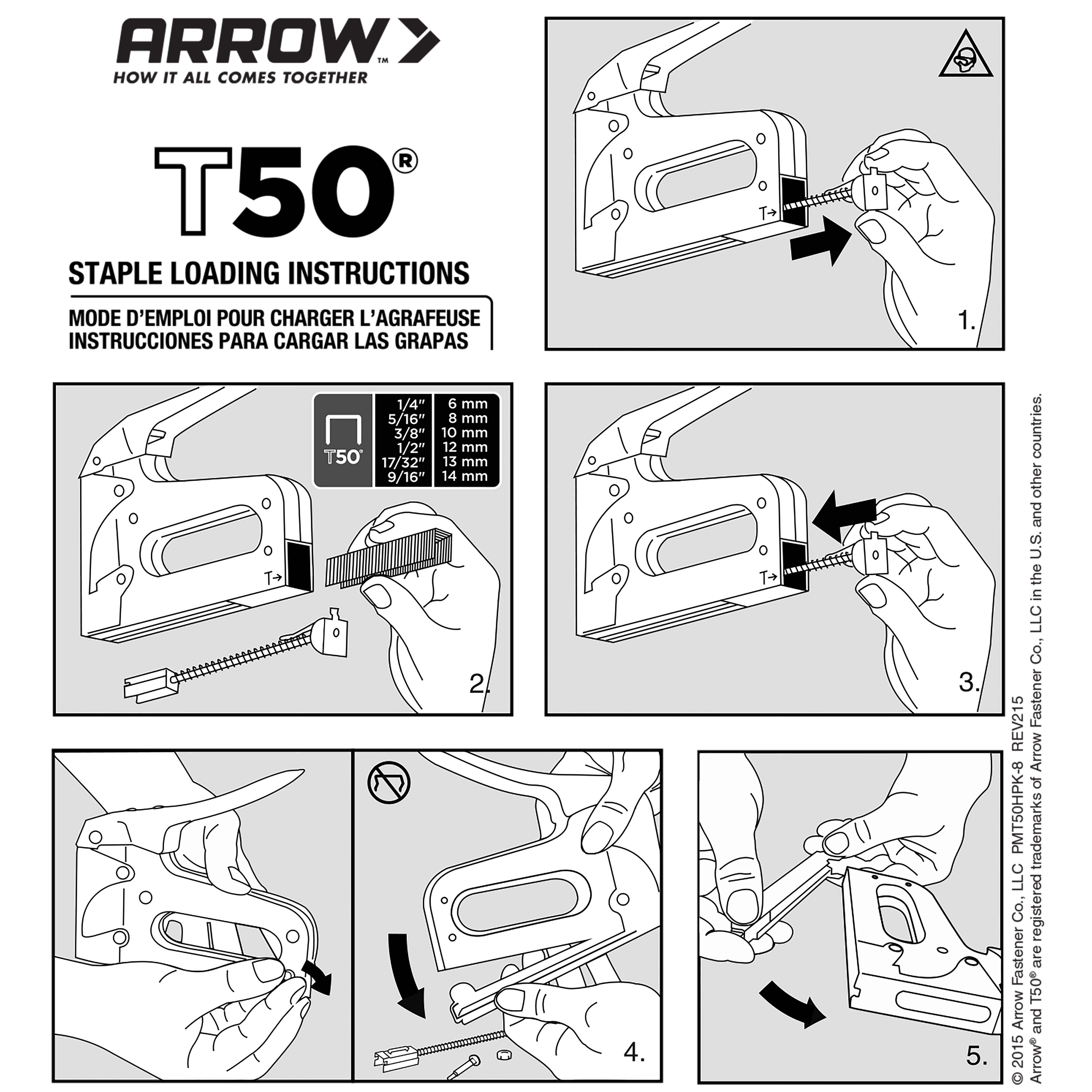 Arrow T50 Heavy Duty Manual Staple Gun for Upholstery and Woodworking (Chrome, 0.56 in) cy9lx
